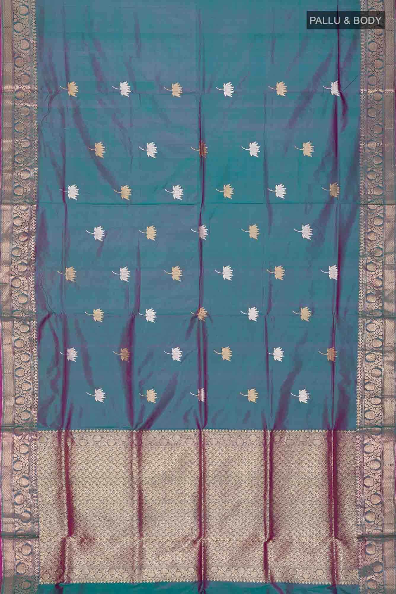 Blue Banarasi Katan Silk Saree