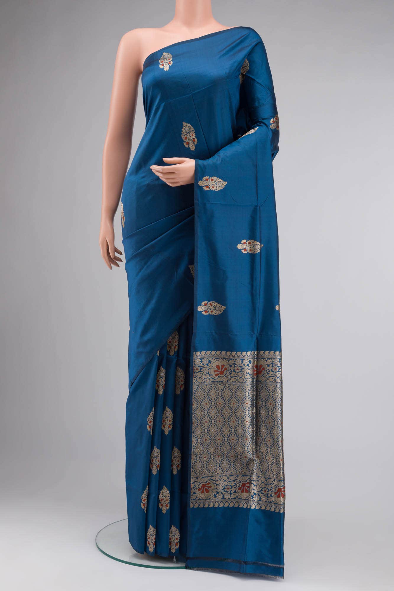 Blue Banarasi Katan Silk Saree