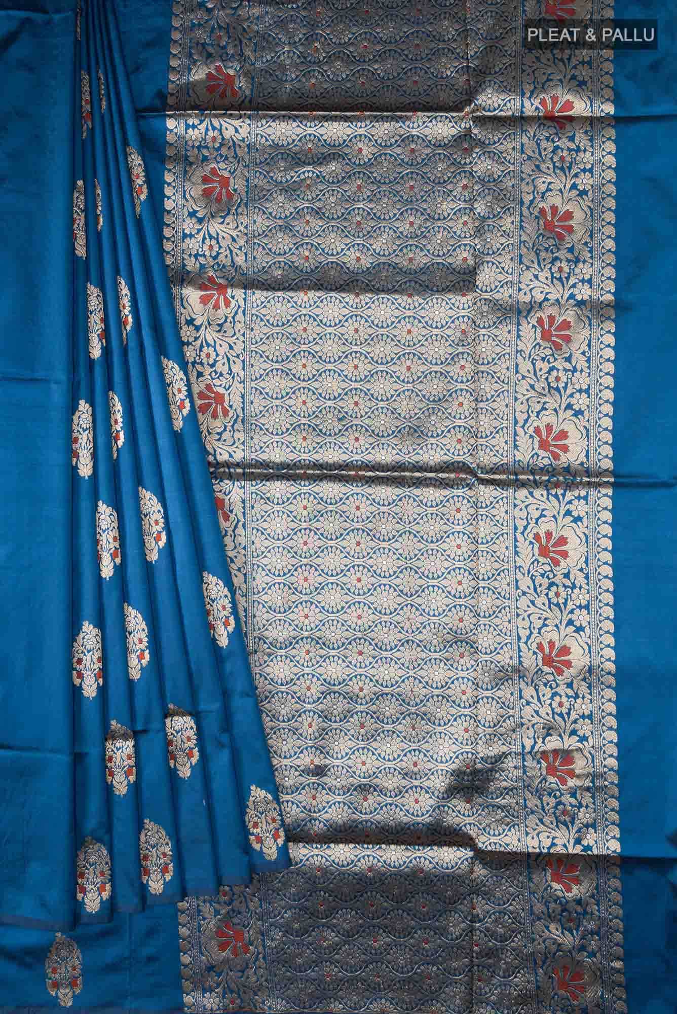 Blue Banarasi Katan Silk Saree