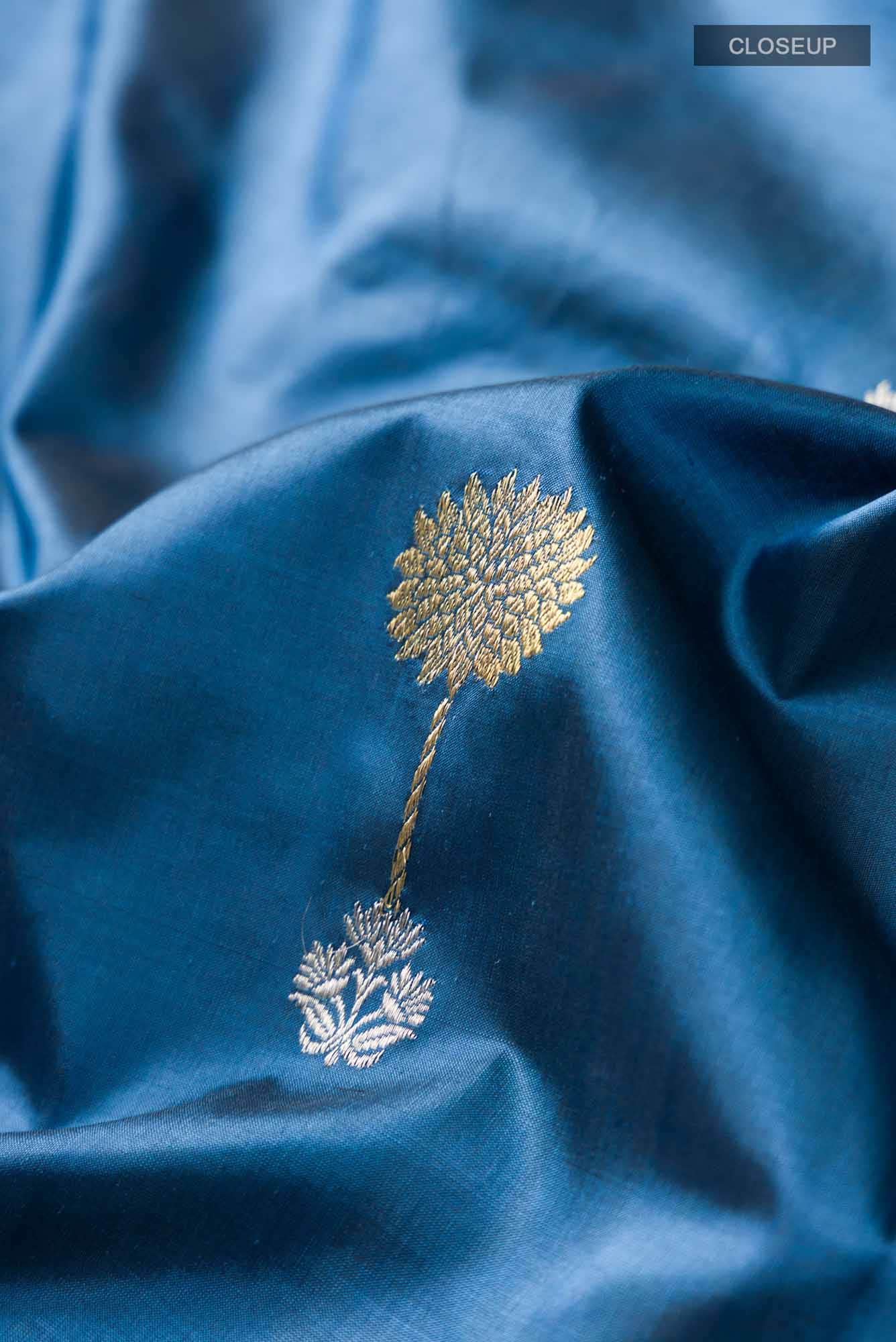 Blue Banarasi Katan Silk Saree