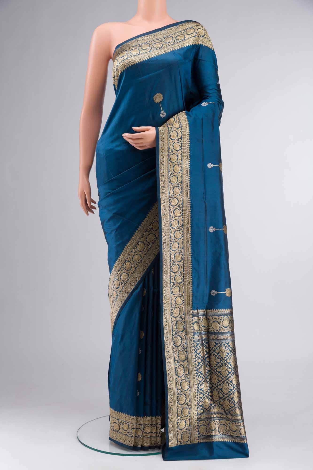 Blue Banarasi Katan Silk Saree