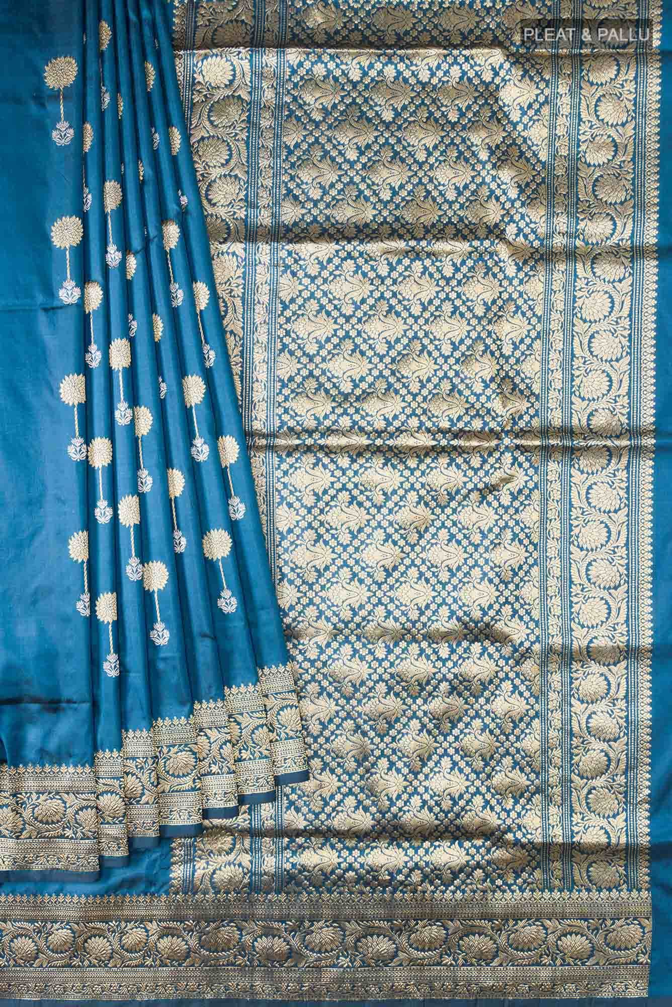 Blue Banarasi Katan Silk Saree