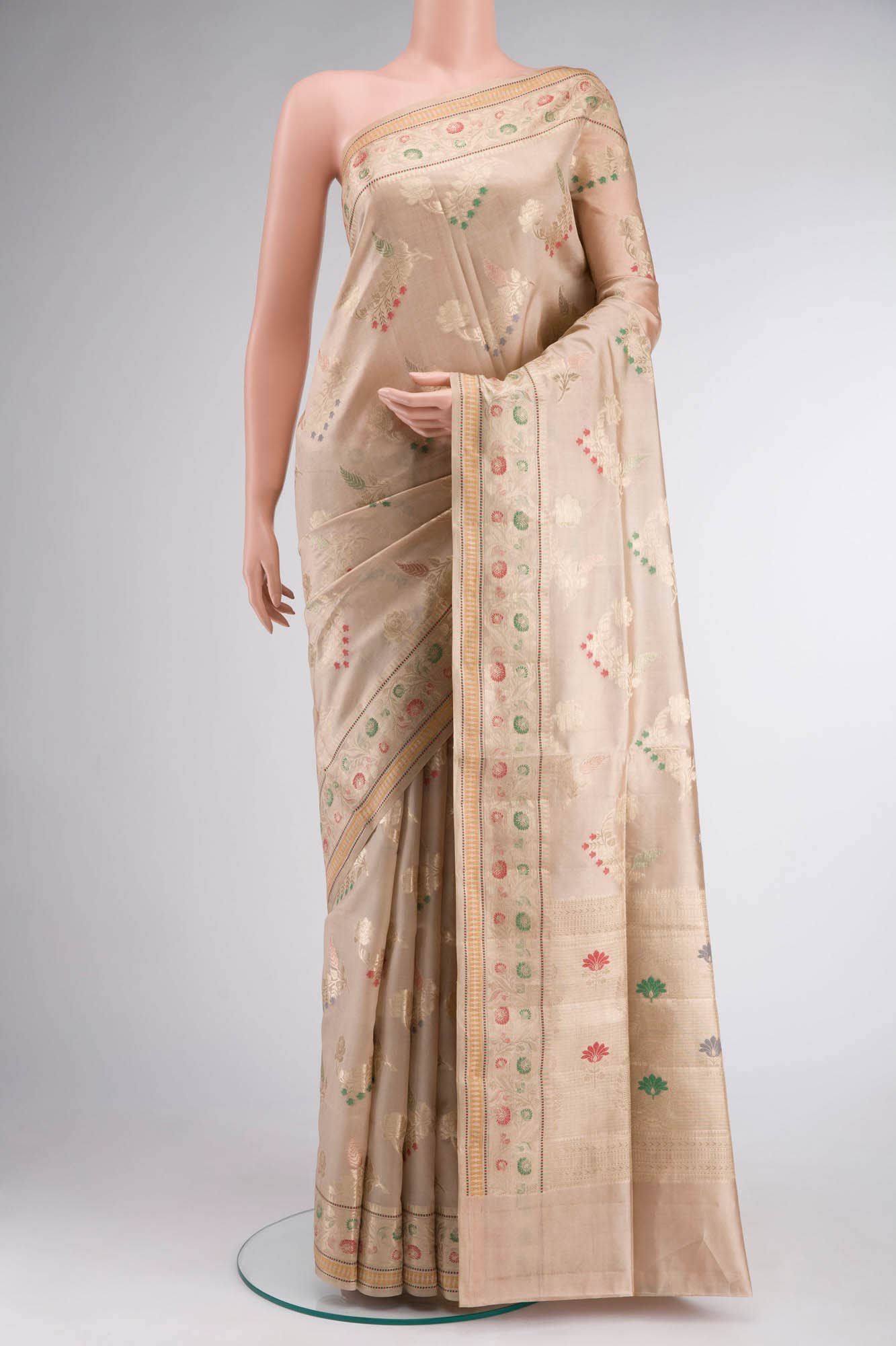 Beige Banarasi Raw Silk Saree