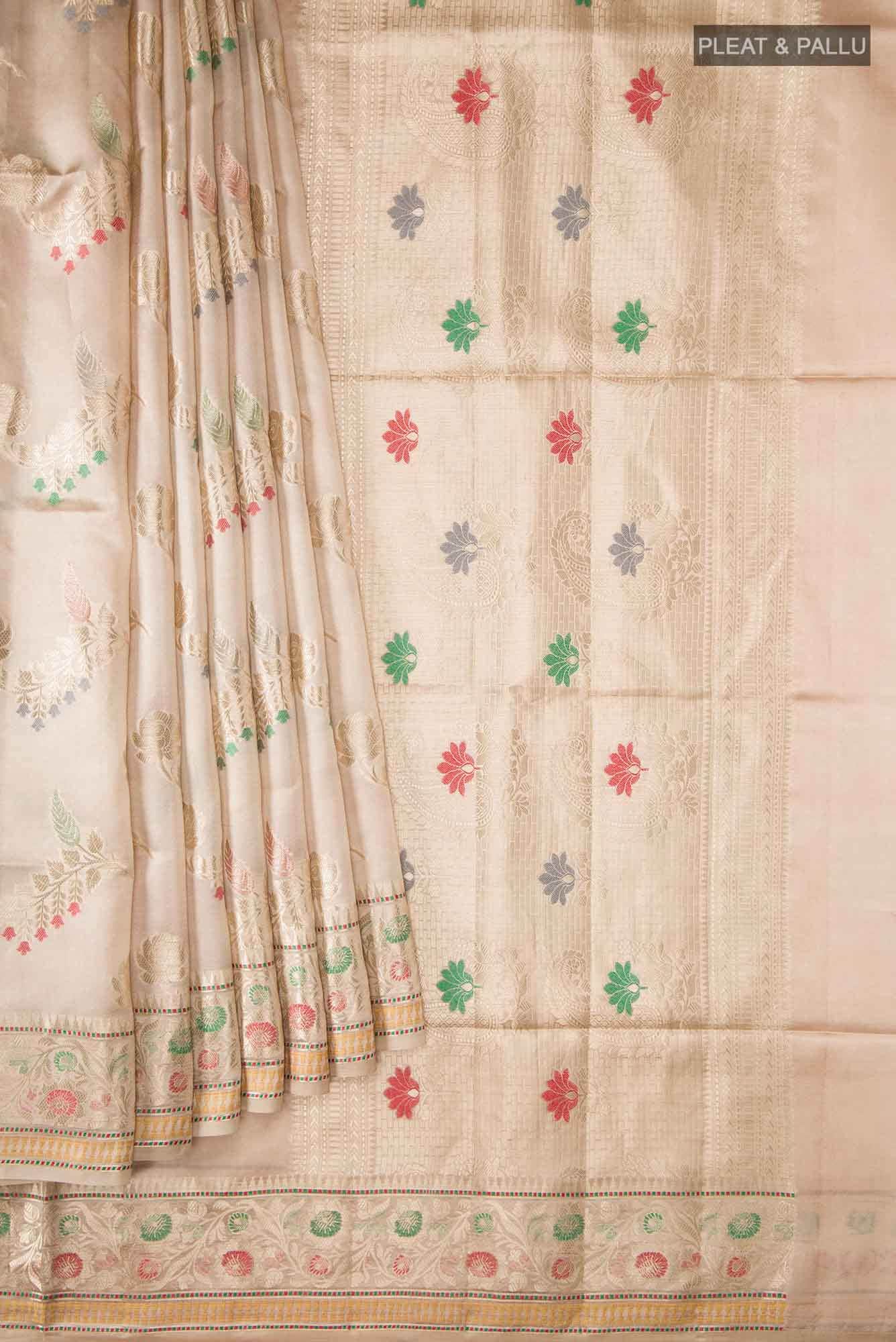 Beige Banarasi Raw Silk Saree