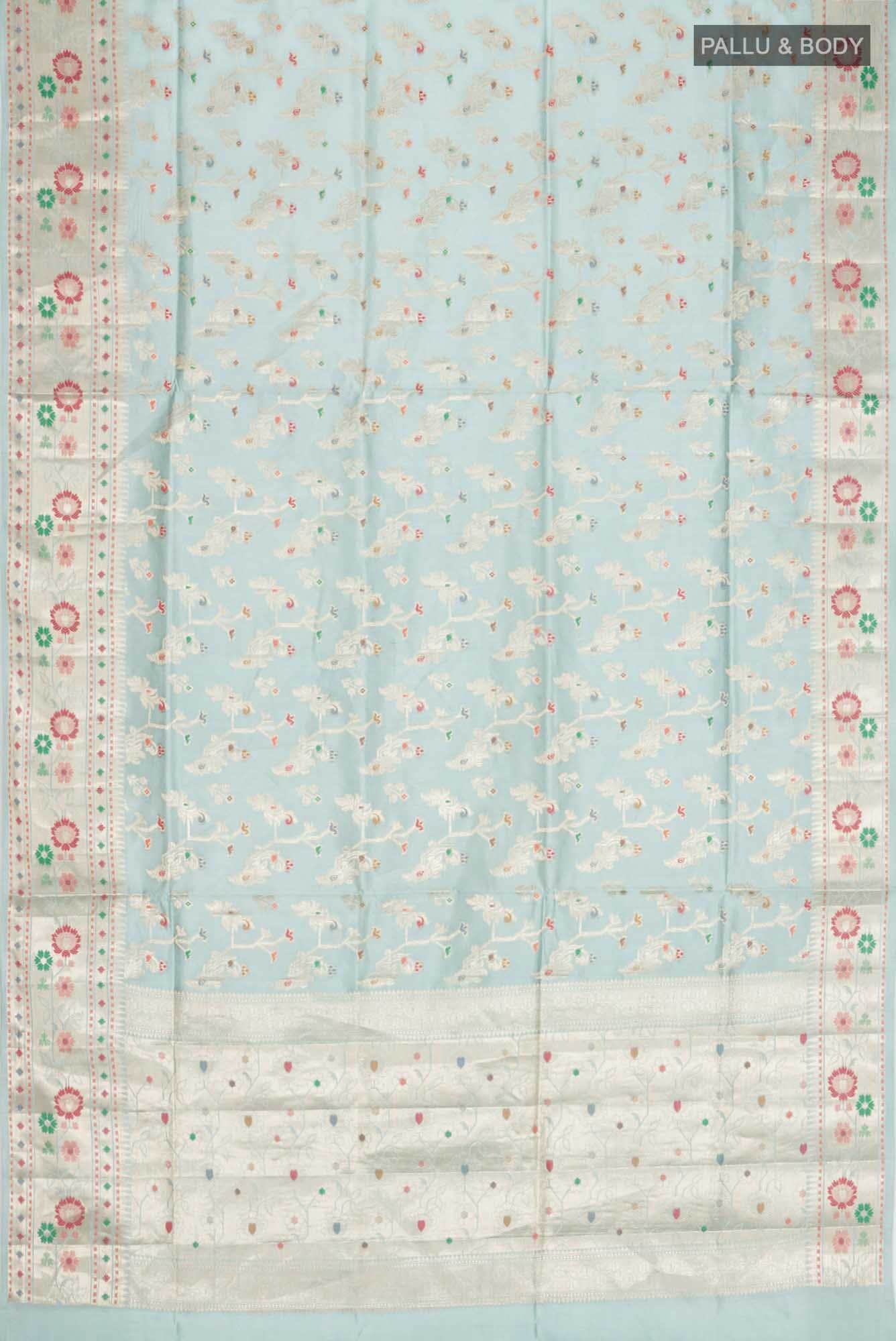Blue Banarasi Raw Silk Saree