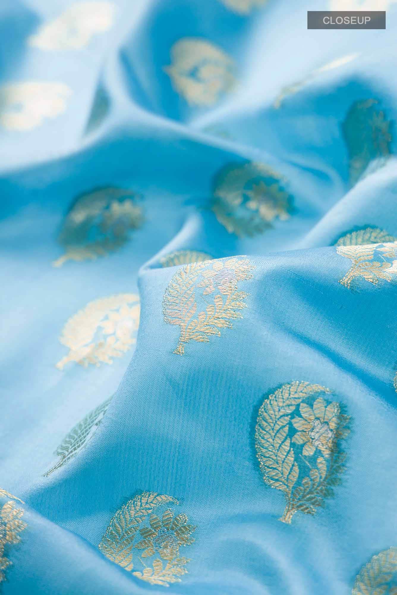 Blue Banarasi Tussar Silk Saree