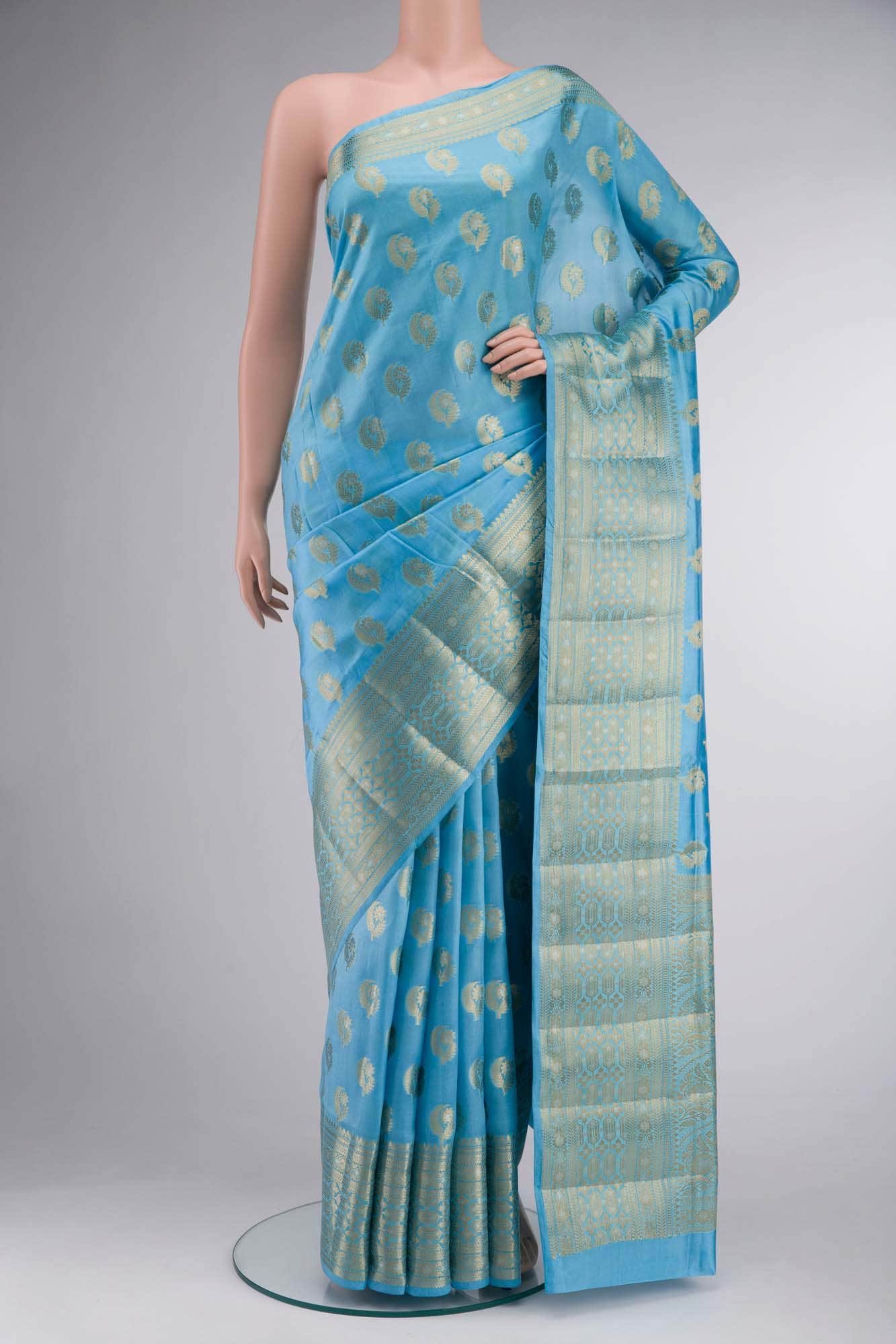 Blue Banarasi Tussar Silk Saree