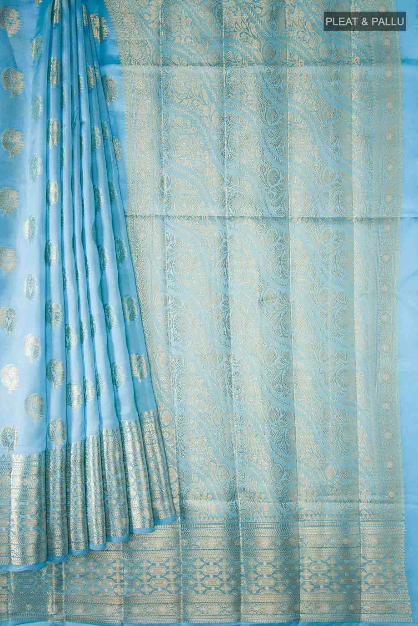 Blue Banarasi Tussar Silk Saree