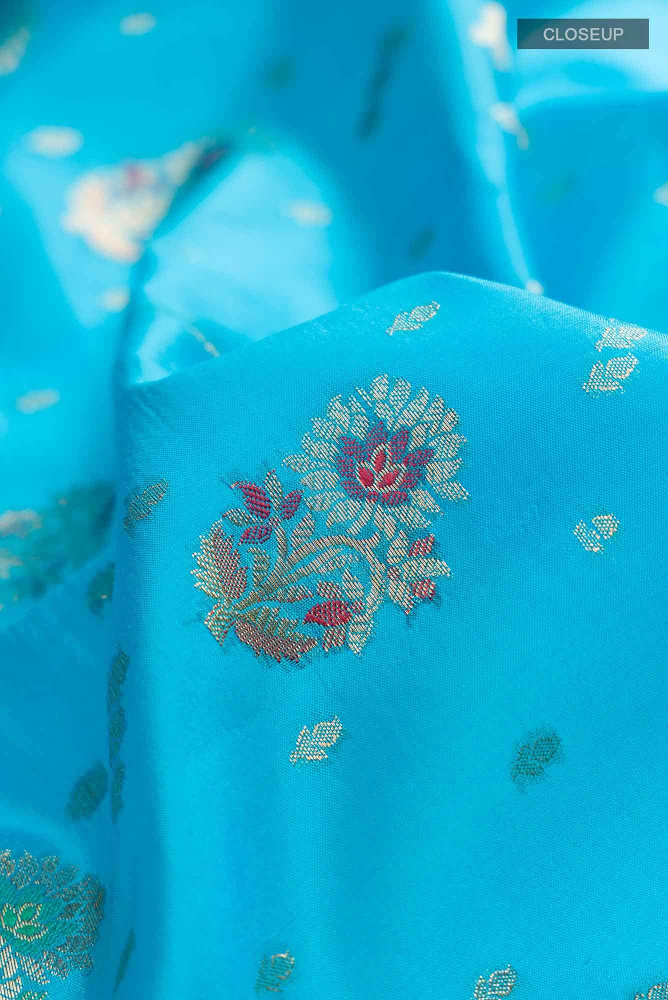 Blue Banarasi Raw Silk Saree