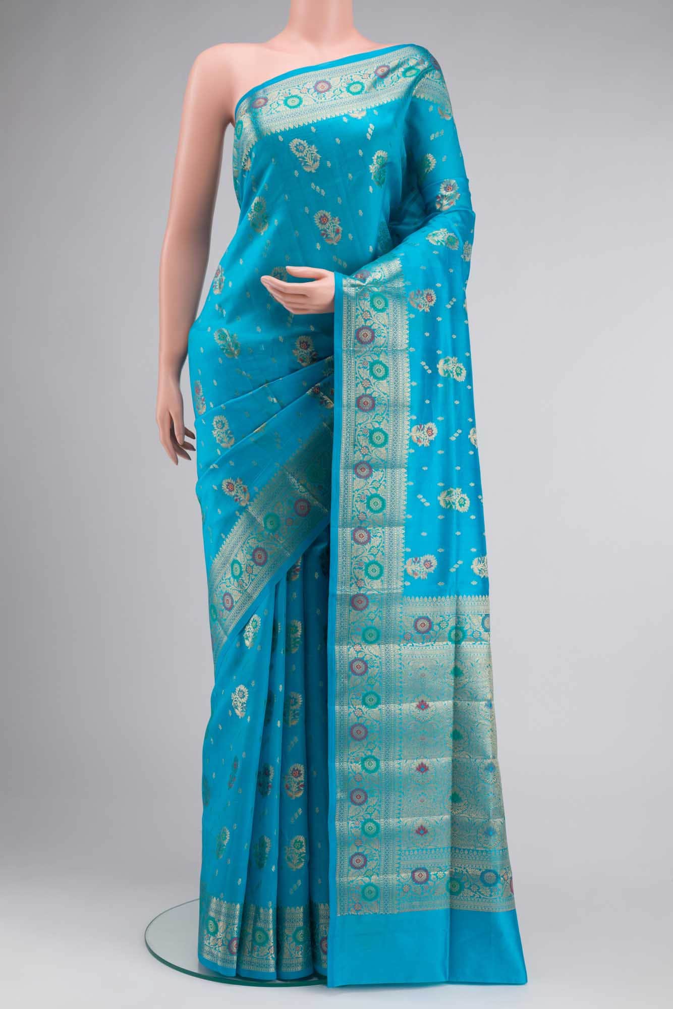 Blue Banarasi Raw Silk Saree