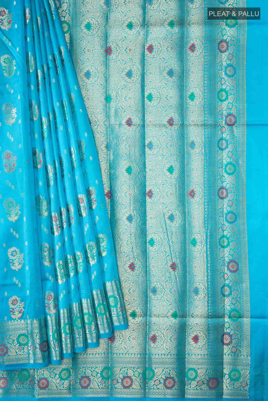 Blue Banarasi Raw Silk Saree