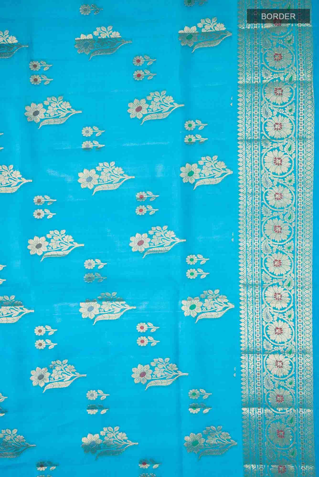 Blue Banarasi Raw Silk Saree
