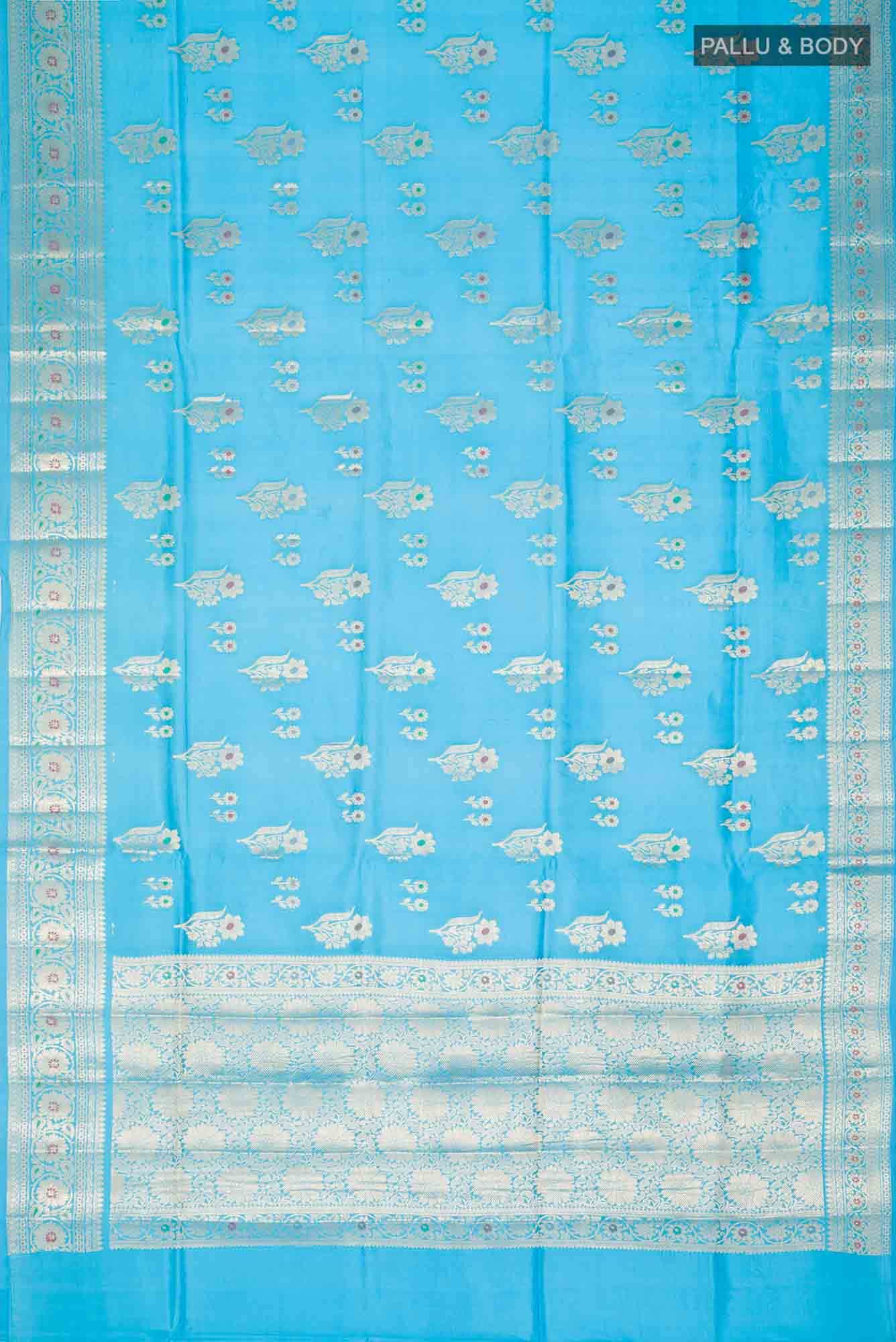 Blue Banarasi Raw Silk Saree