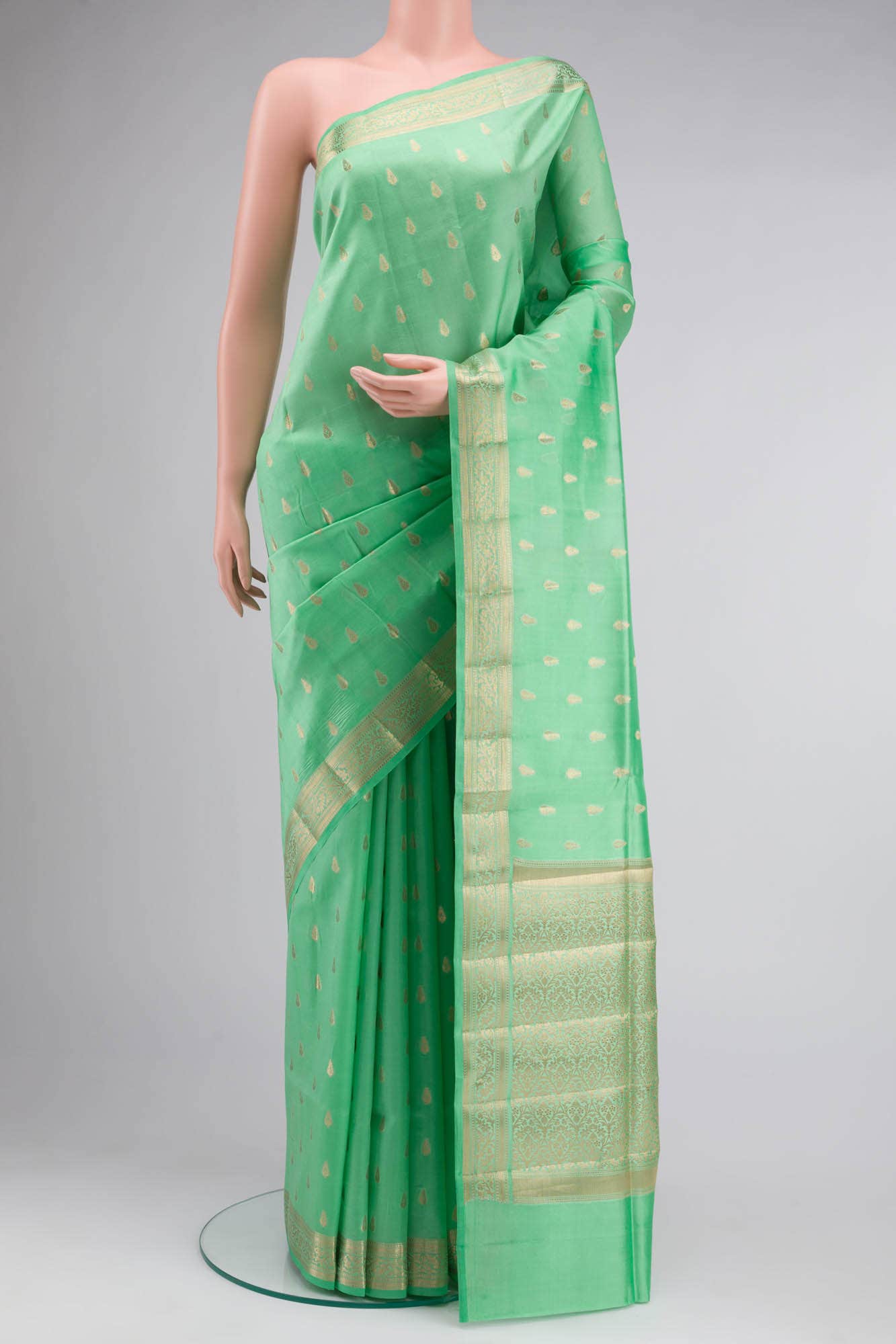 Green Banarasi Raw Silk Saree