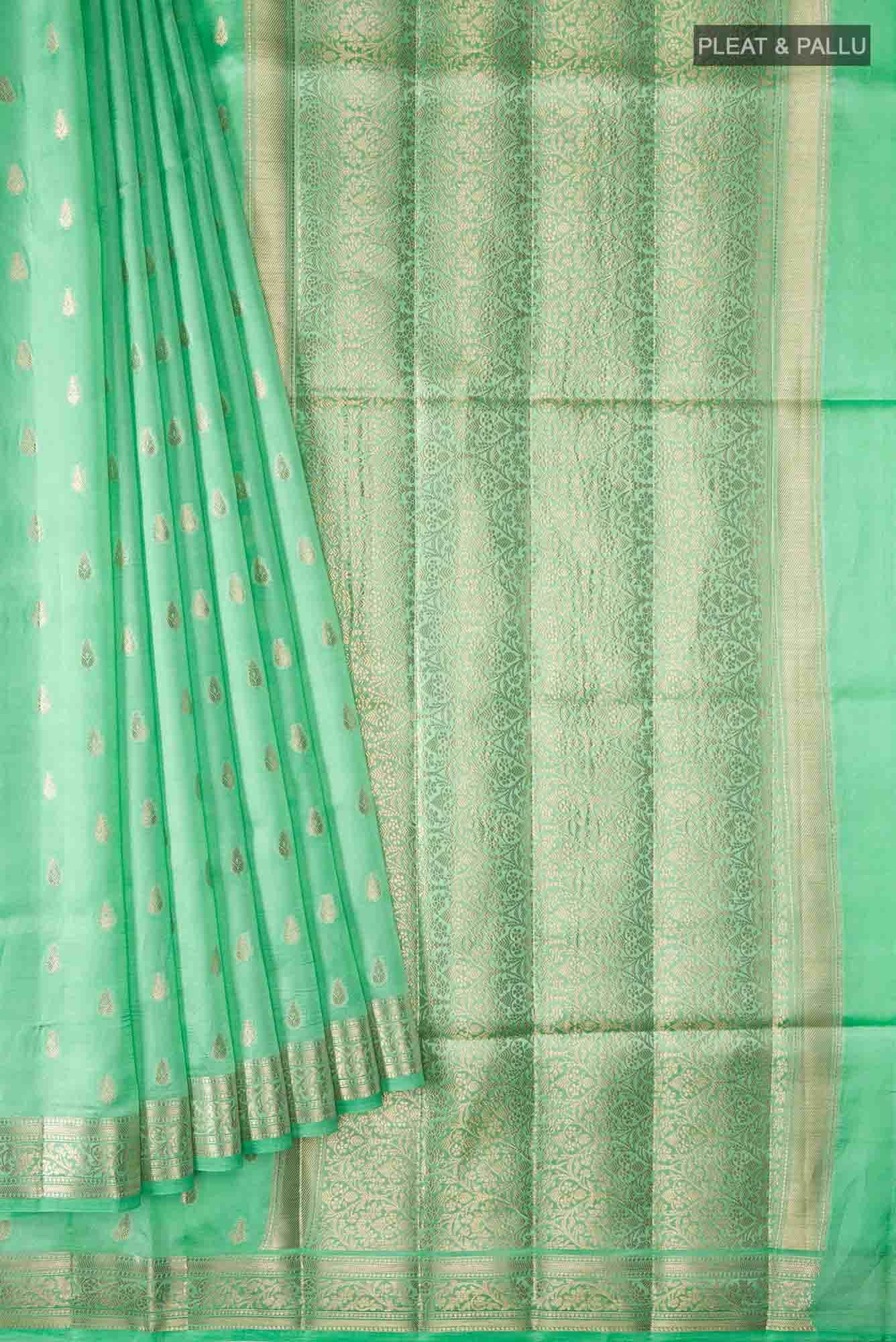 Green Banarasi Raw Silk Saree