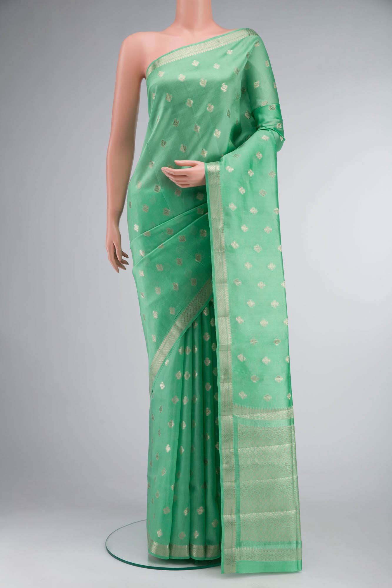Green Banarasi Tussar Silk Saree