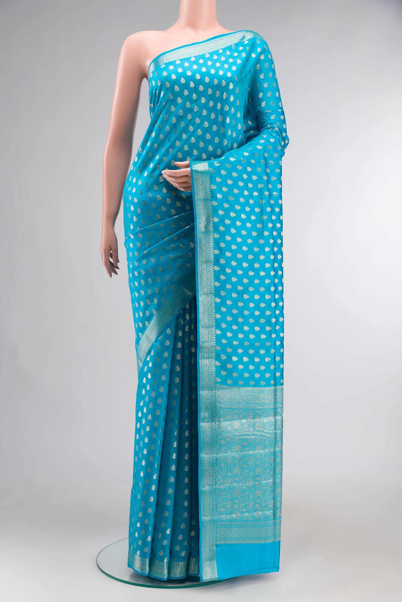 Blue Banarasi Raw Silk Saree