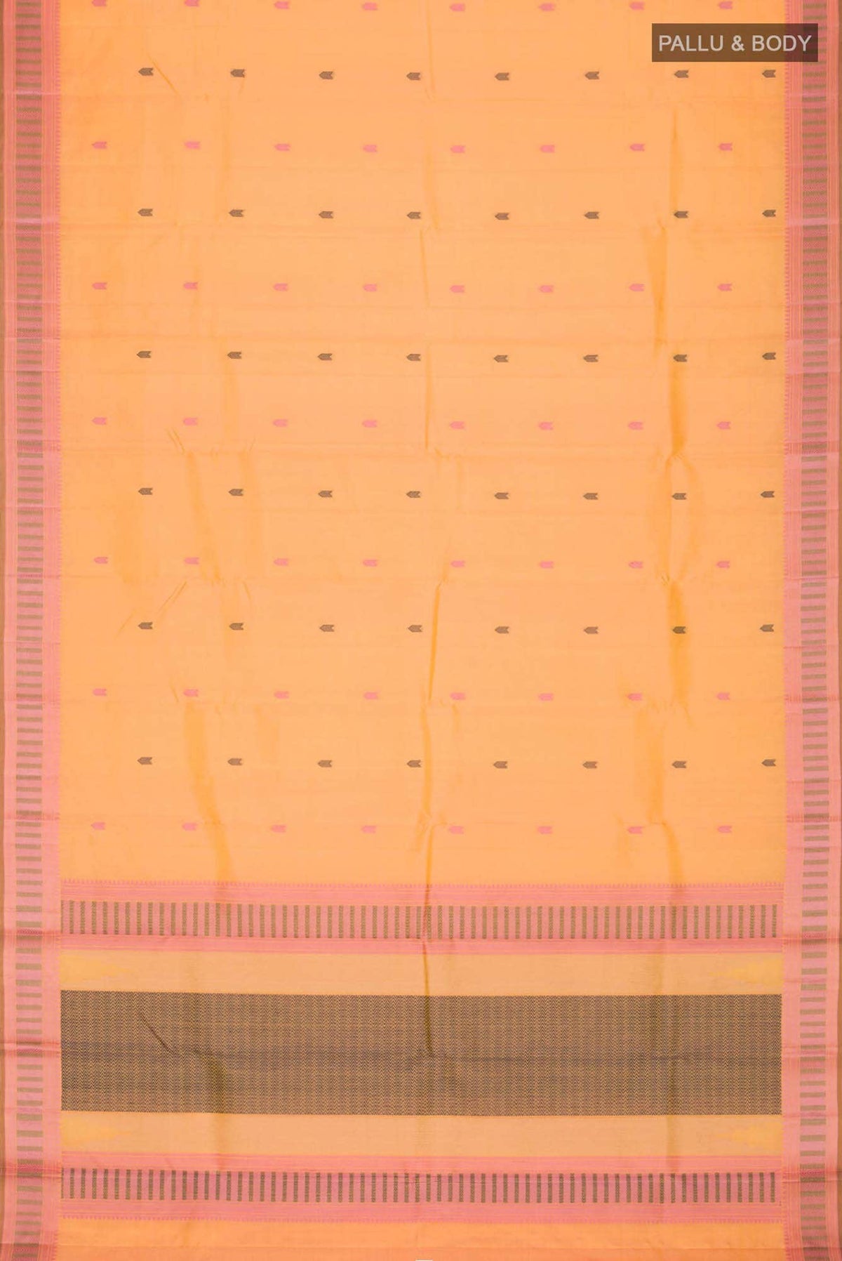 Yellow with Peach Color Kanchipuram Silk Saree