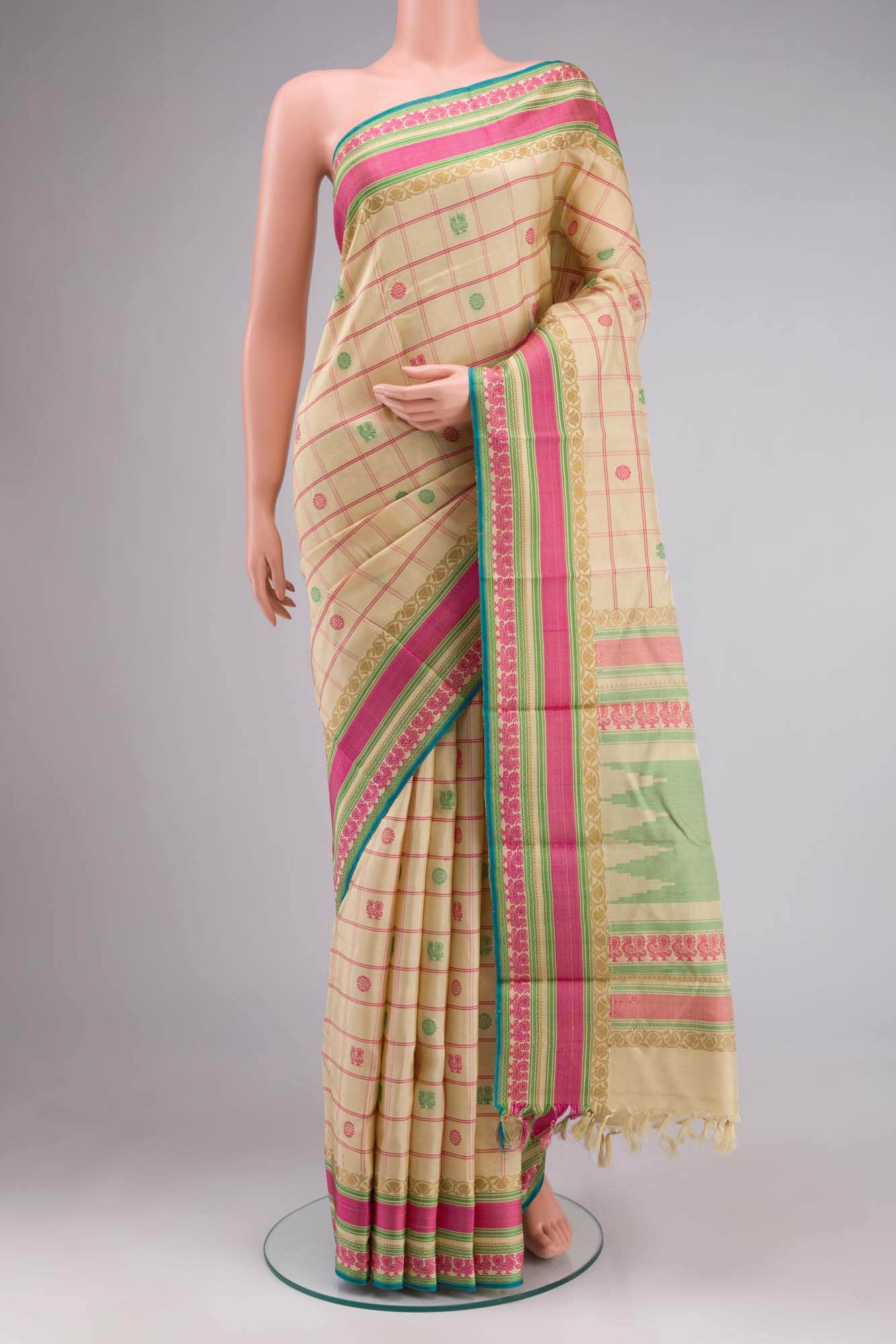Beige Kanchipuram Silk Saree