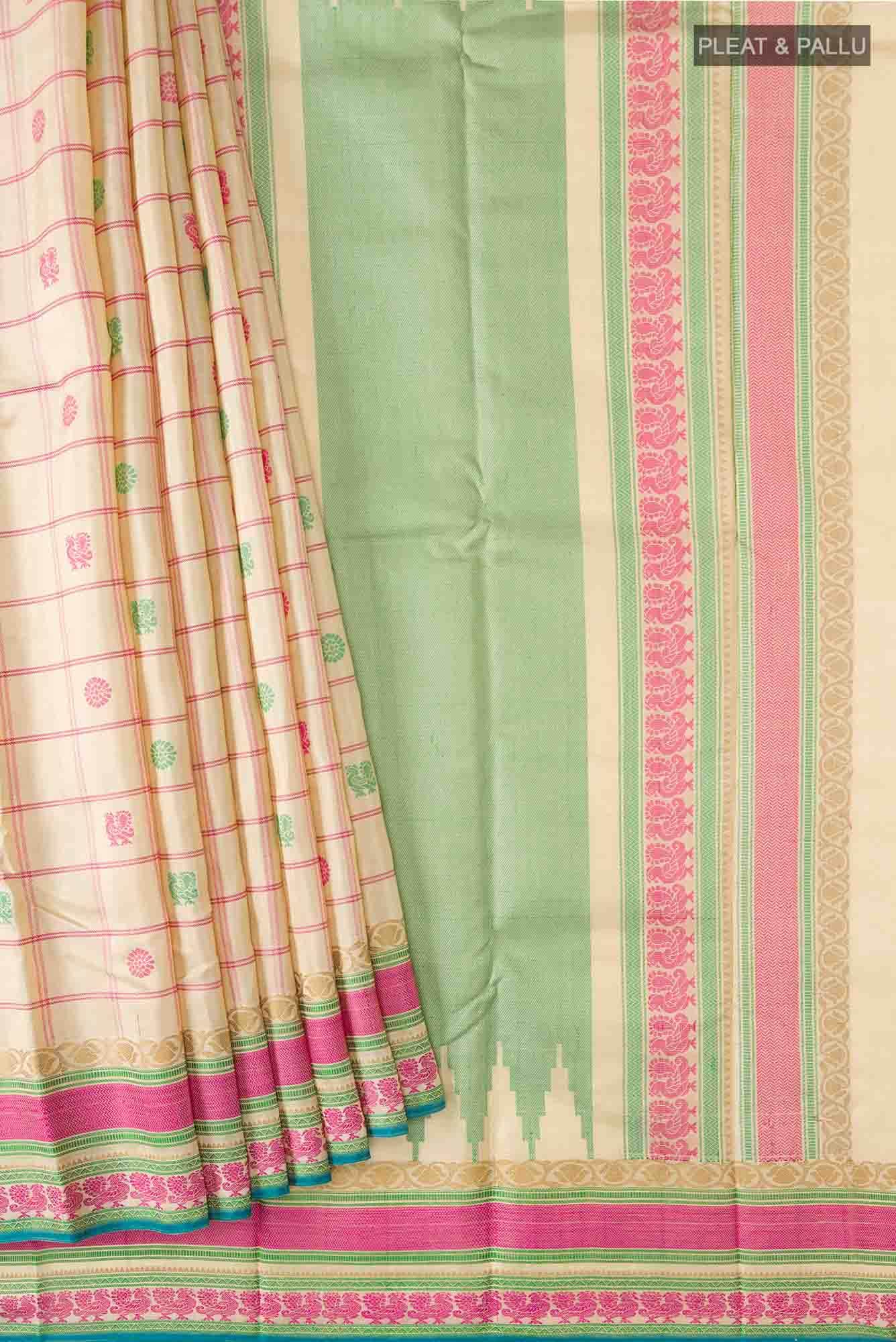 Beige Kanchipuram Silk Saree