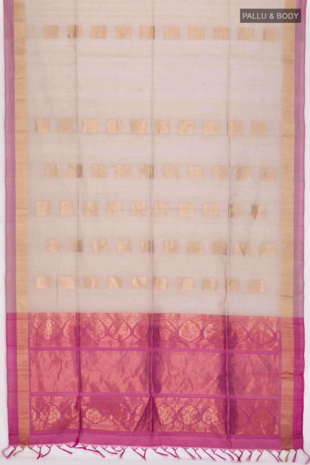 Beige Silk Cotton Saree