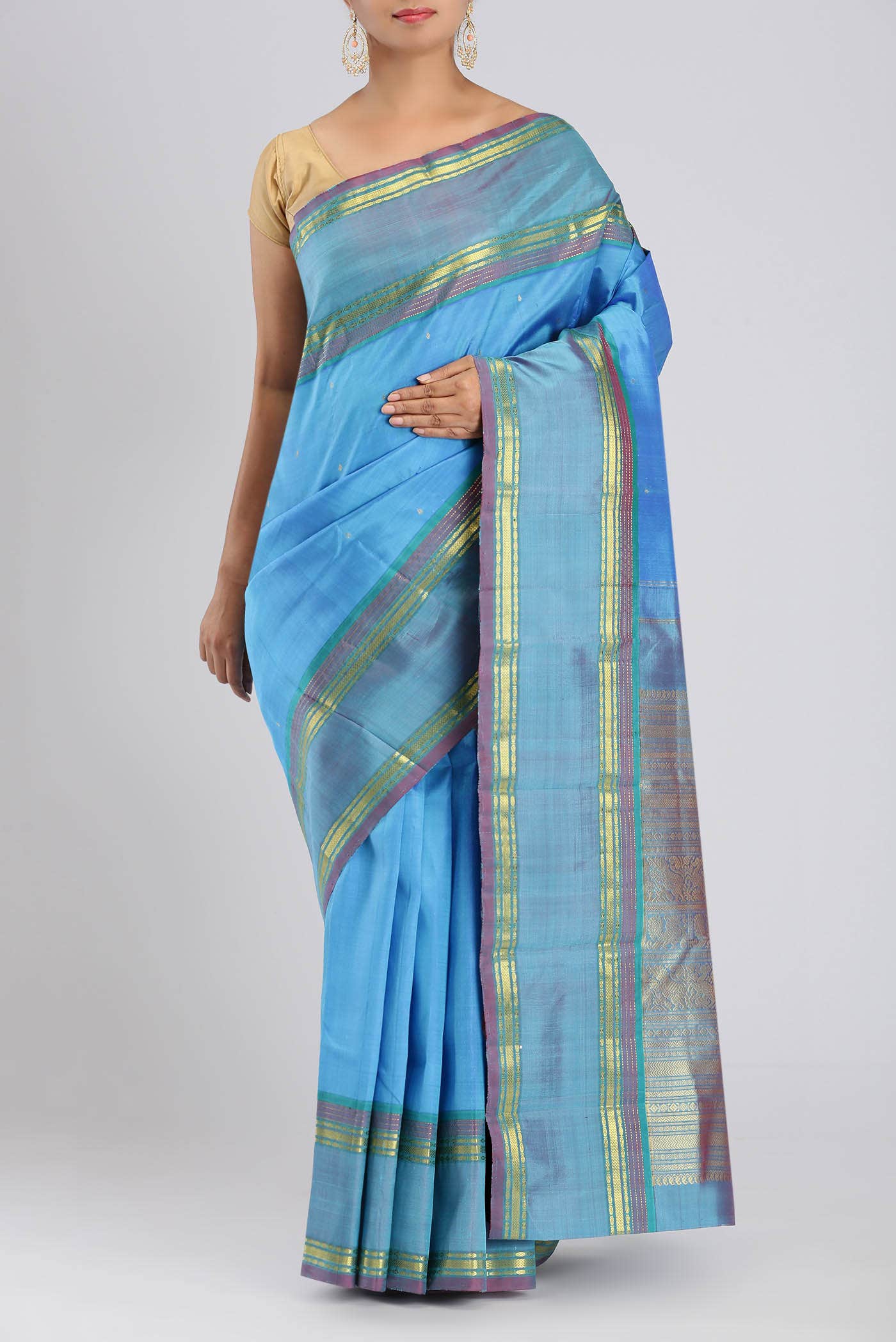 Blue Kanchipuram Silk Saree
