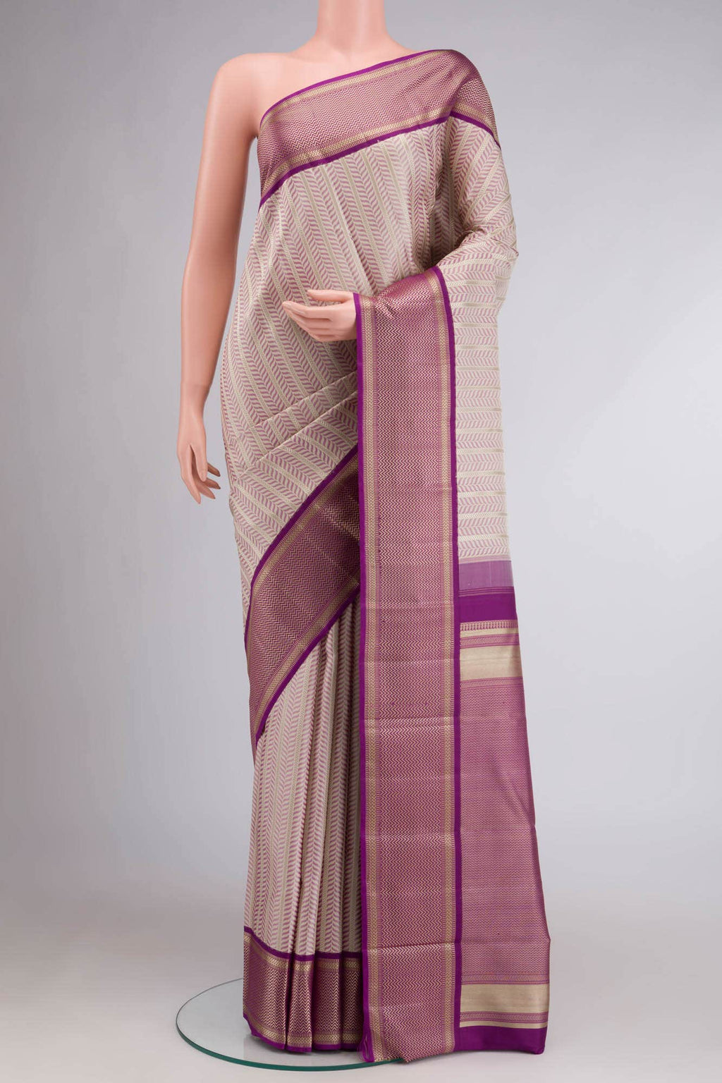 Beige Kanchipuram Silk Saree