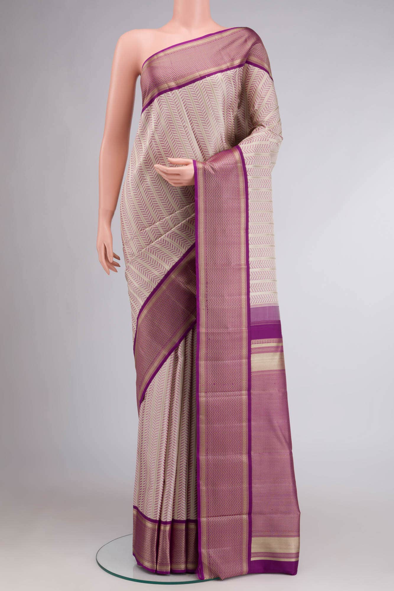 Beige Kanchipuram Silk Saree