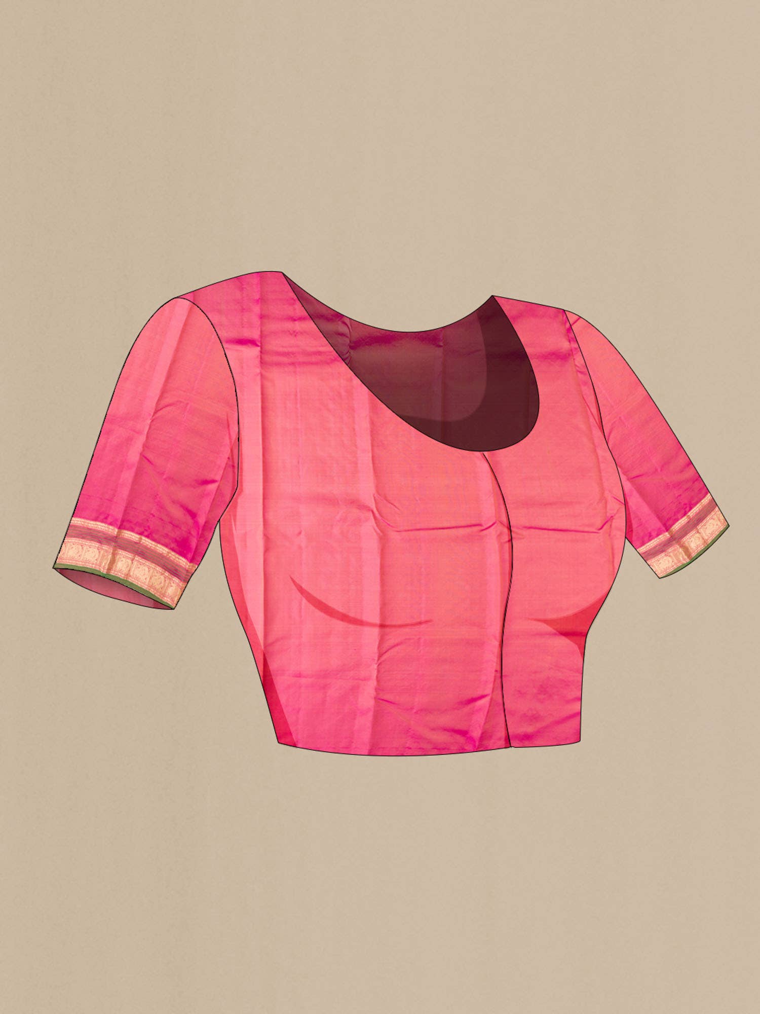Beige Kanchipuram Silk Saree