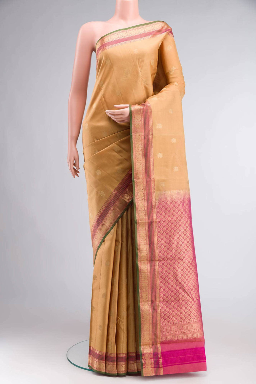 Beige Kanchipuram Silk Saree
