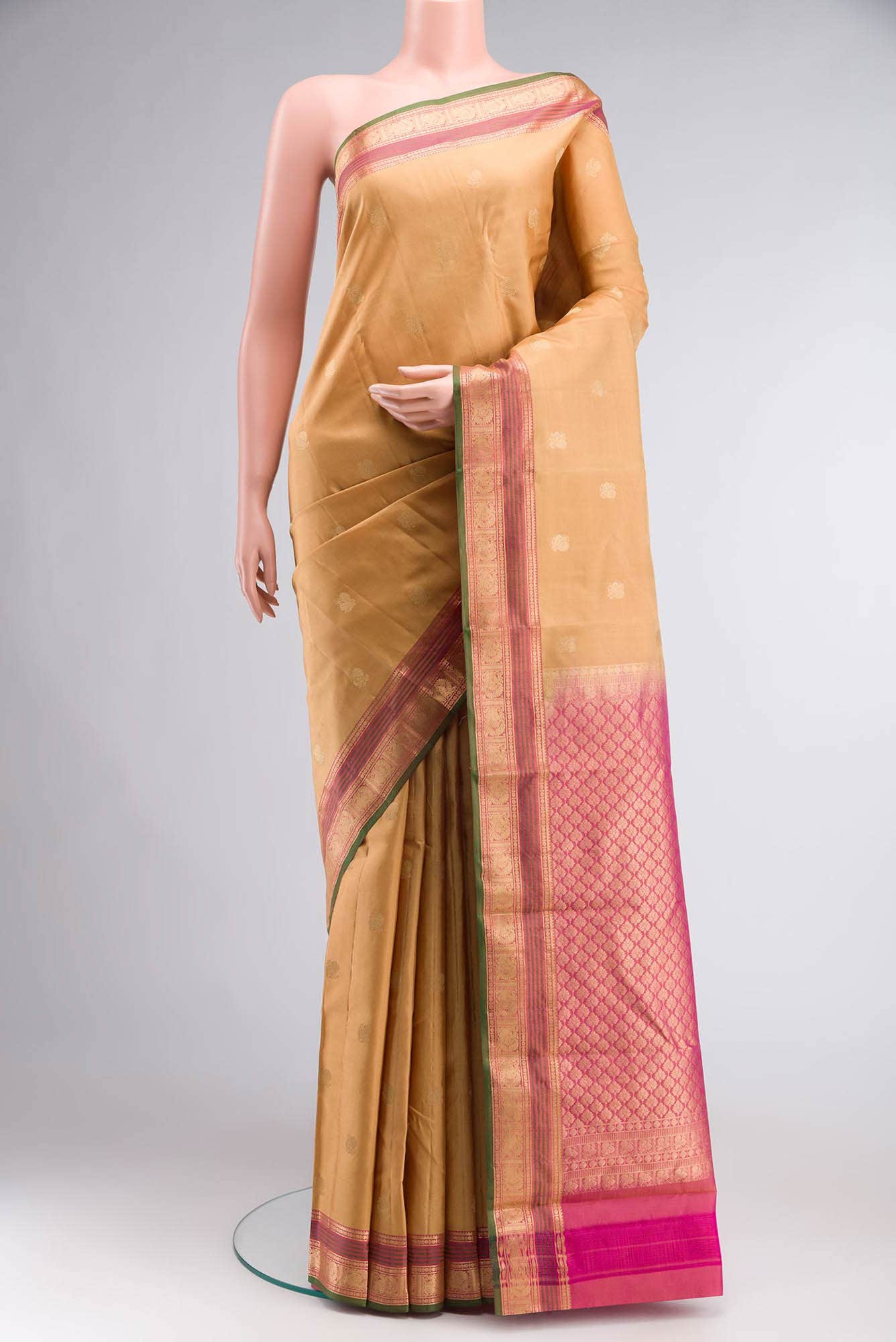 Beige Kanchipuram Silk Saree