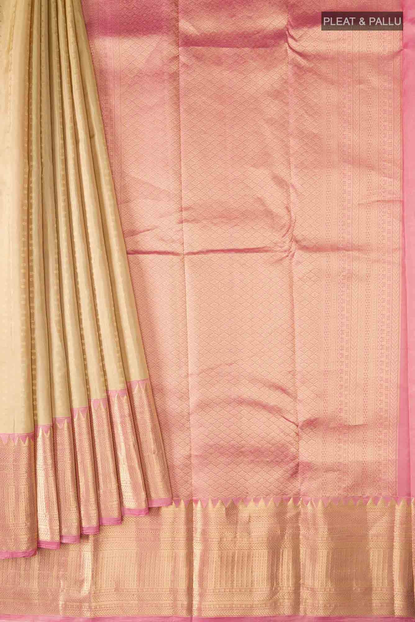 Beige Kanchipuram Silk Saree