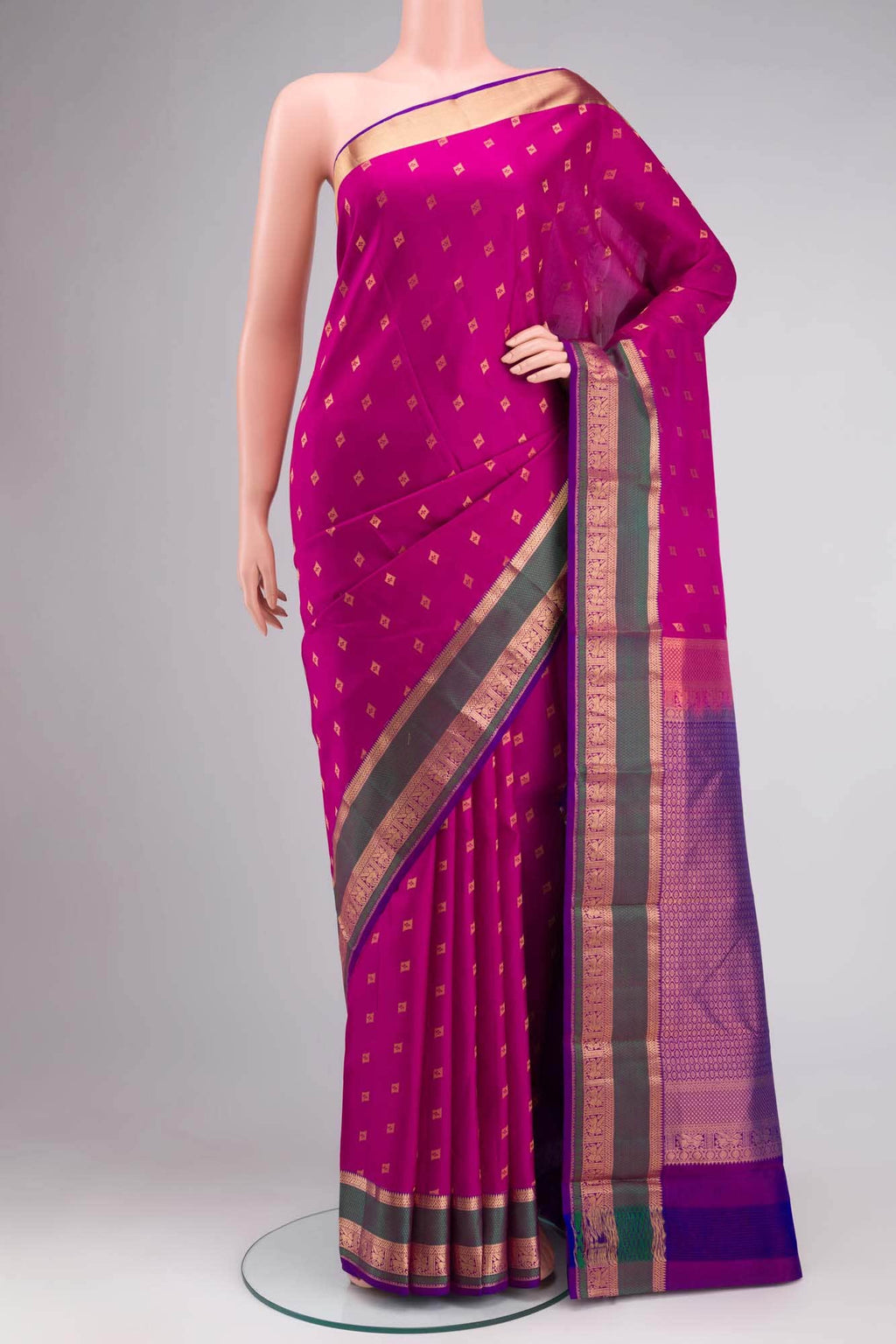 Dark Pink Kanchipuram Silk Saree