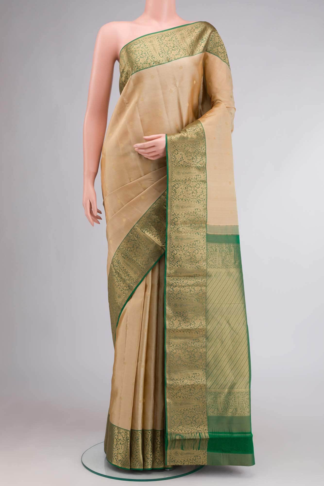 Beige Kanchipuram Silk Saree