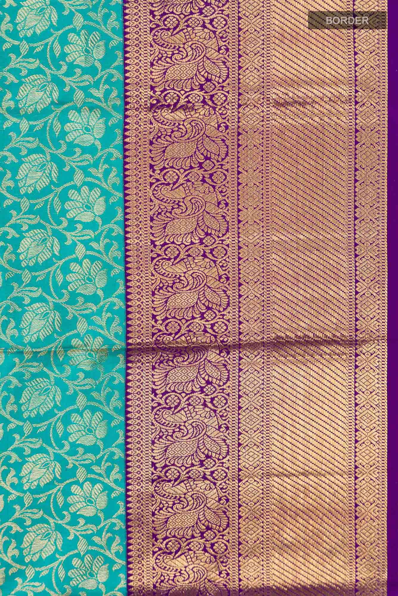 Turquoise Kanchipuram Silk Saree