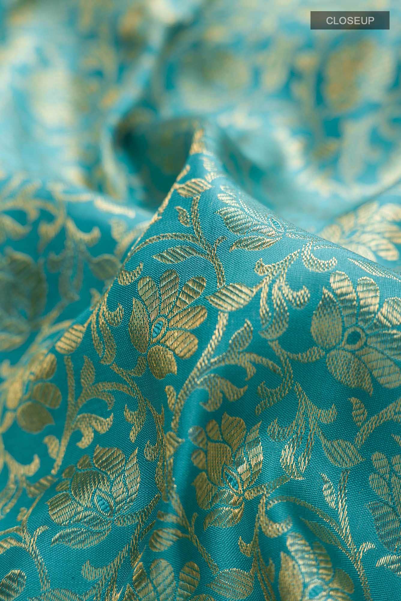 Turquoise Kanchipuram Silk Saree