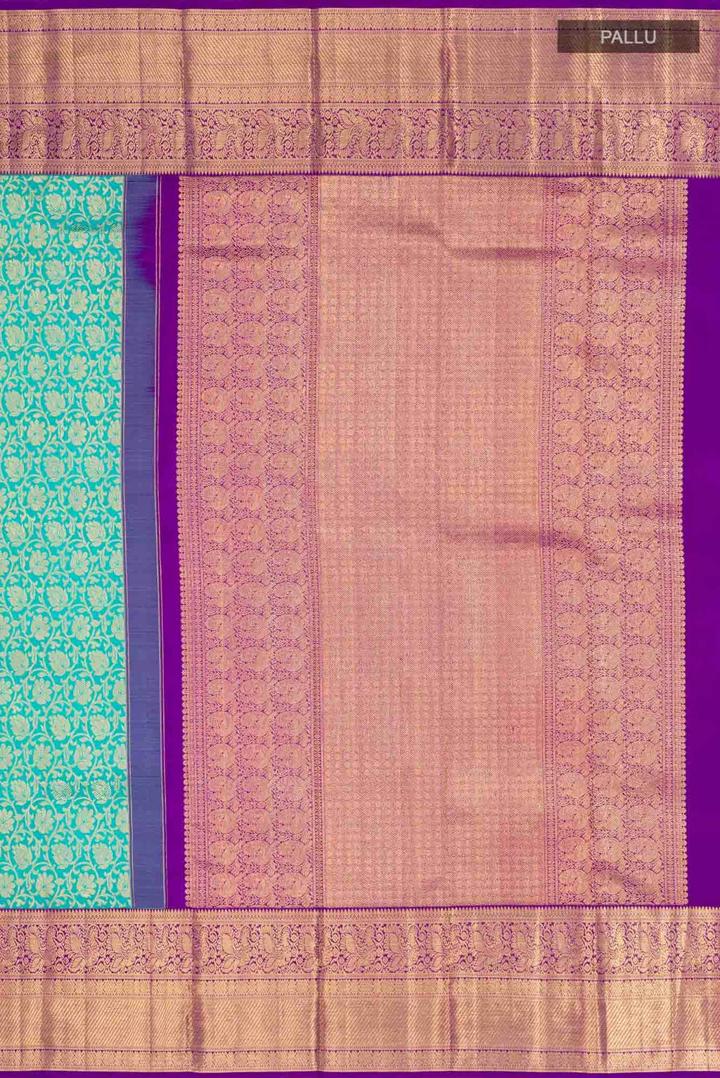Turquoise Kanchipuram Silk Saree