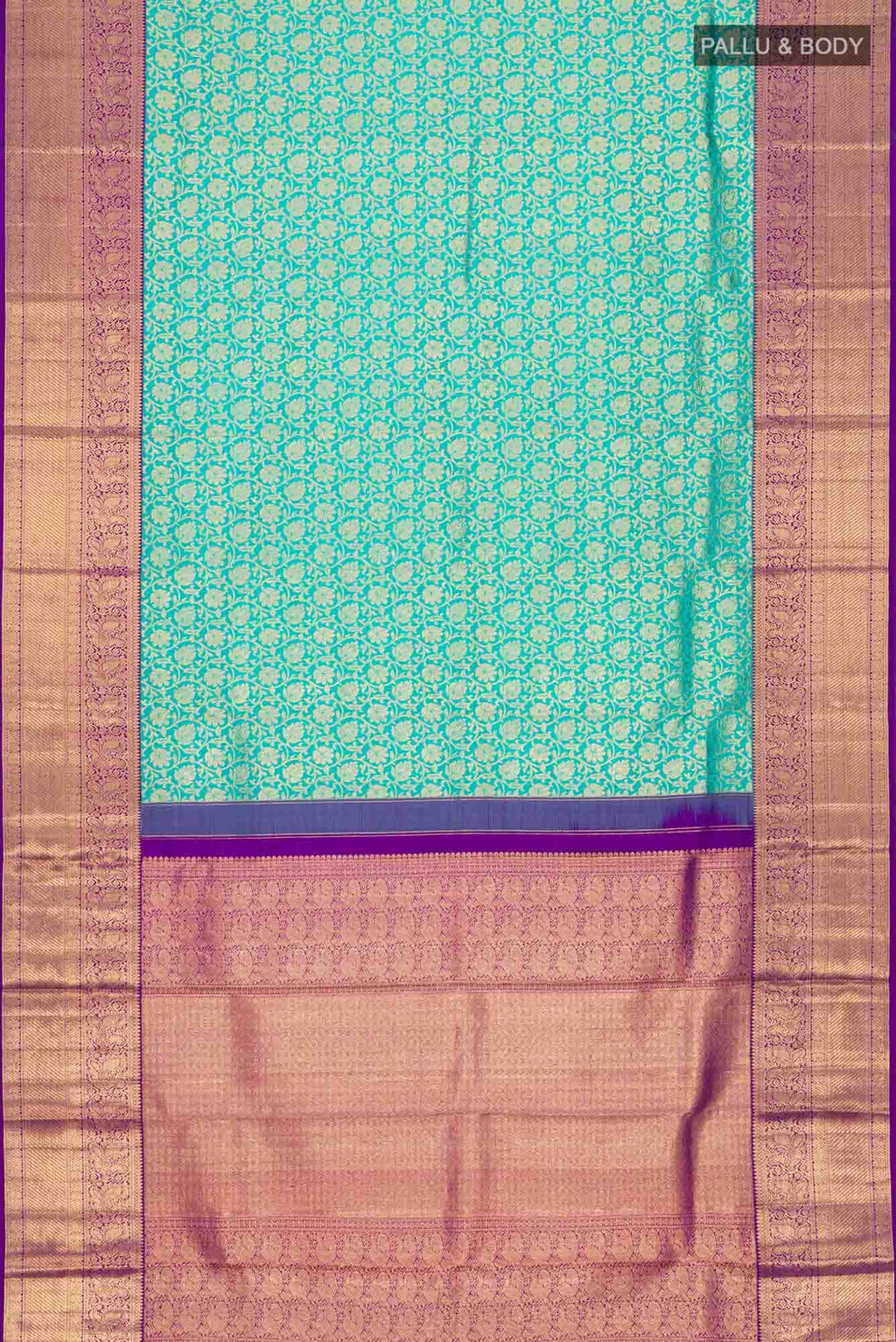 Turquoise Kanchipuram Silk Saree