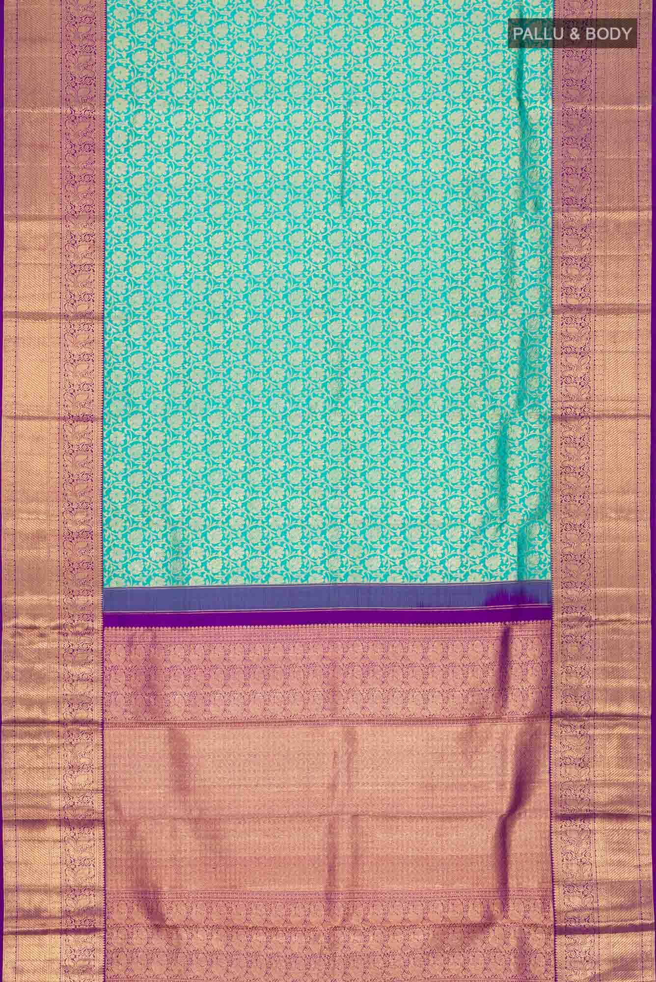 Turquoise Kanchipuram Silk Saree