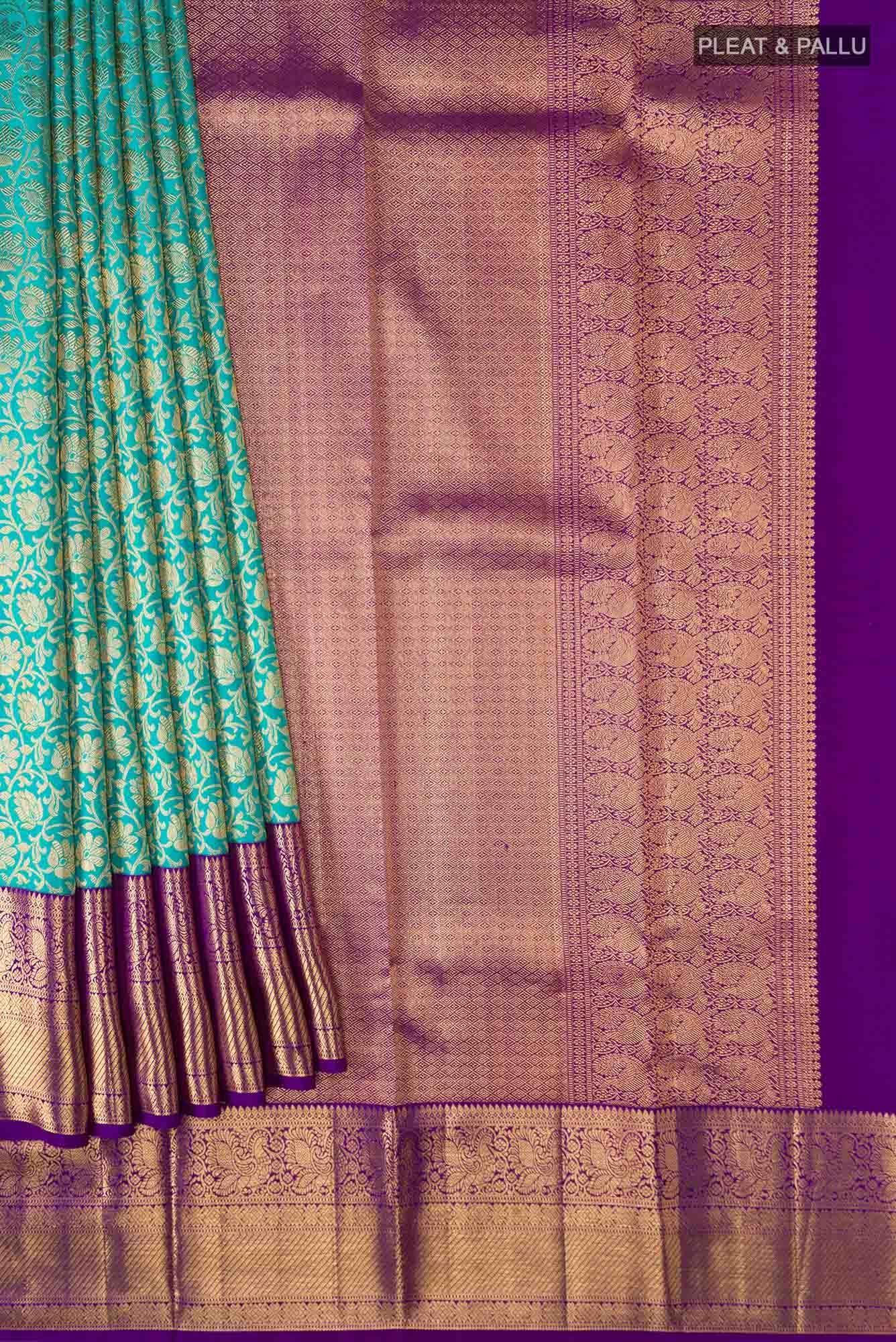 Turquoise Kanchipuram Silk Saree