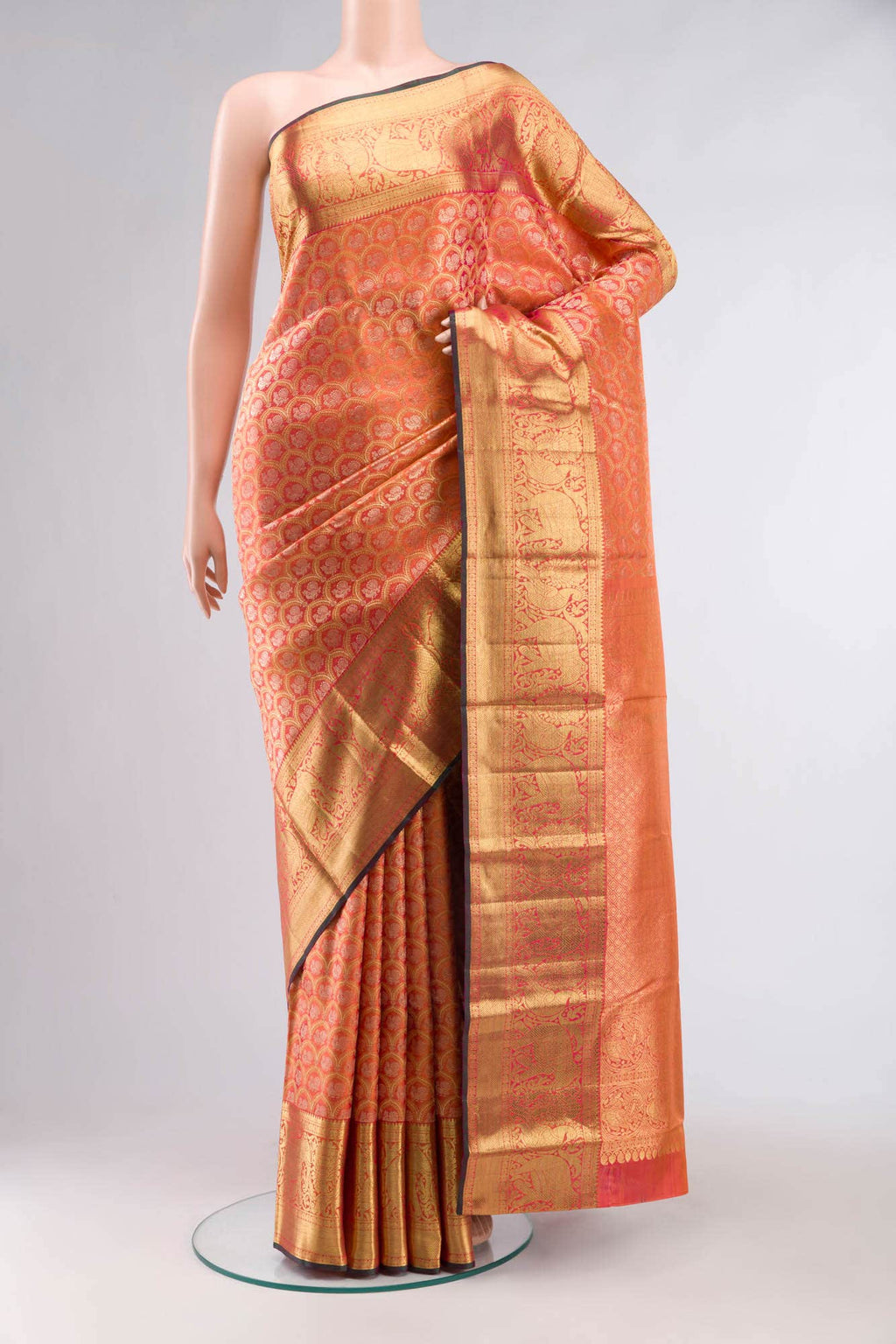 Pure Silk Pure Zari Pink Kanchipuram Saree