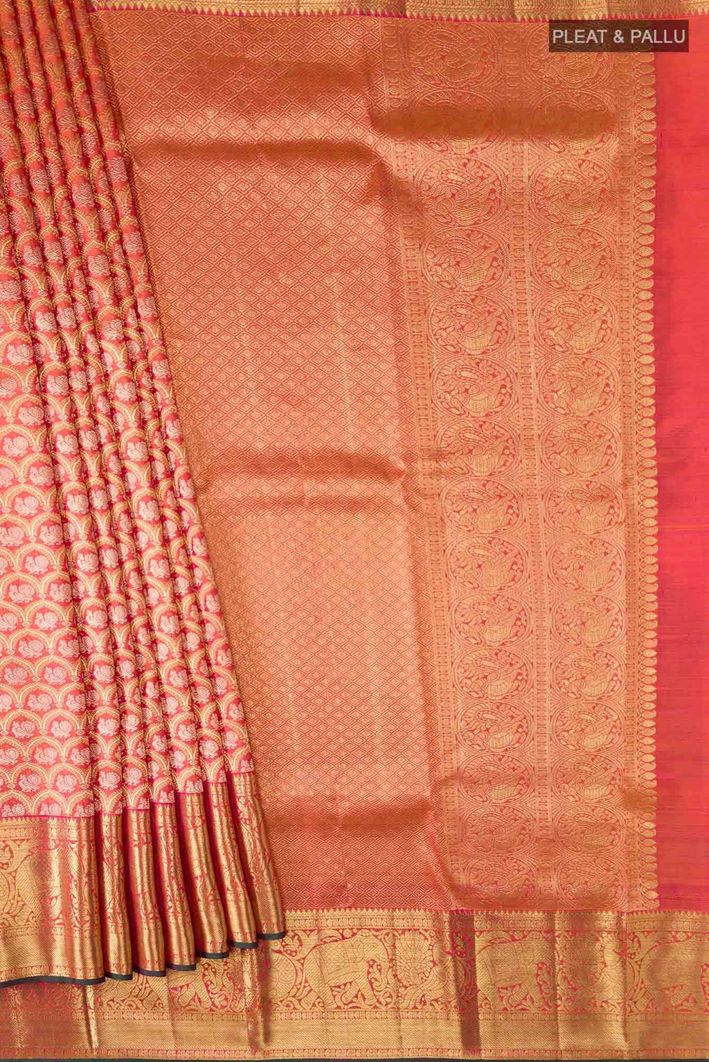 Pure Silk Pure Zari Pink Kanchipuram Saree