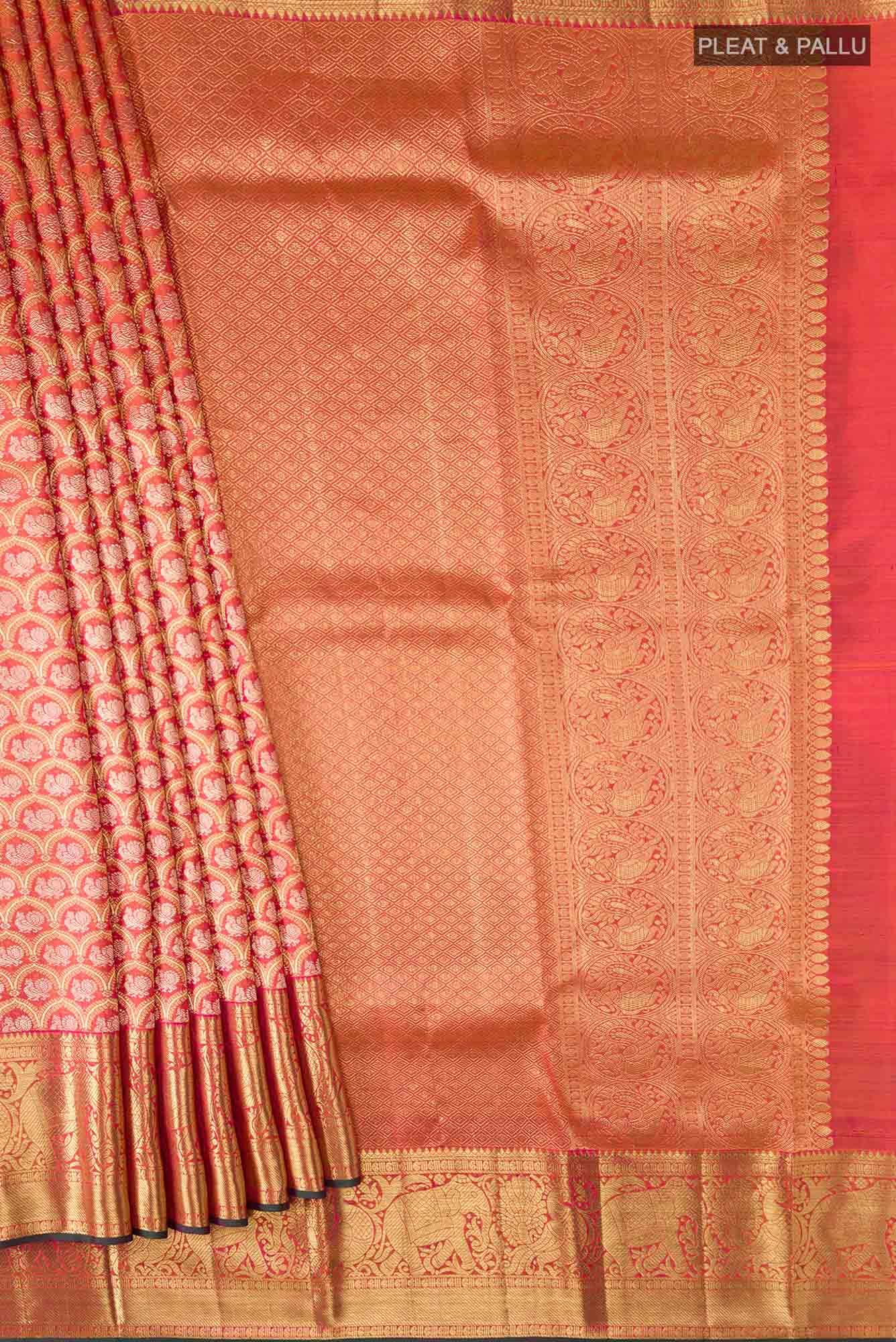 Pure Silk Pure Zari Pink Kanchipuram Saree