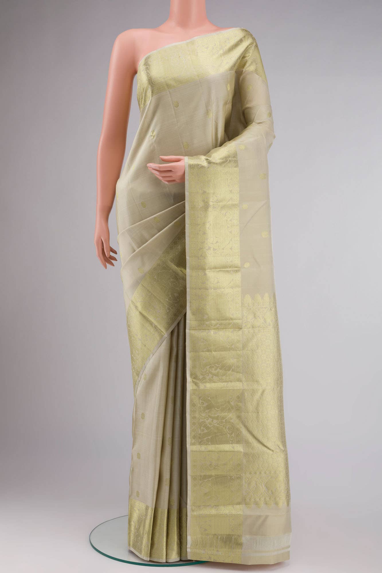 Beige Kanchipuram Silk Saree