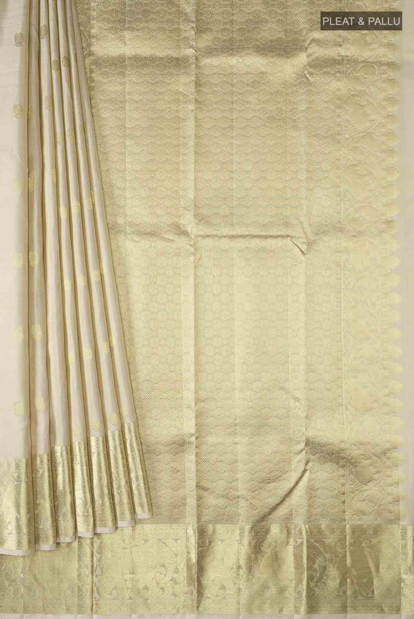 Beige Kanchipuram Silk Saree