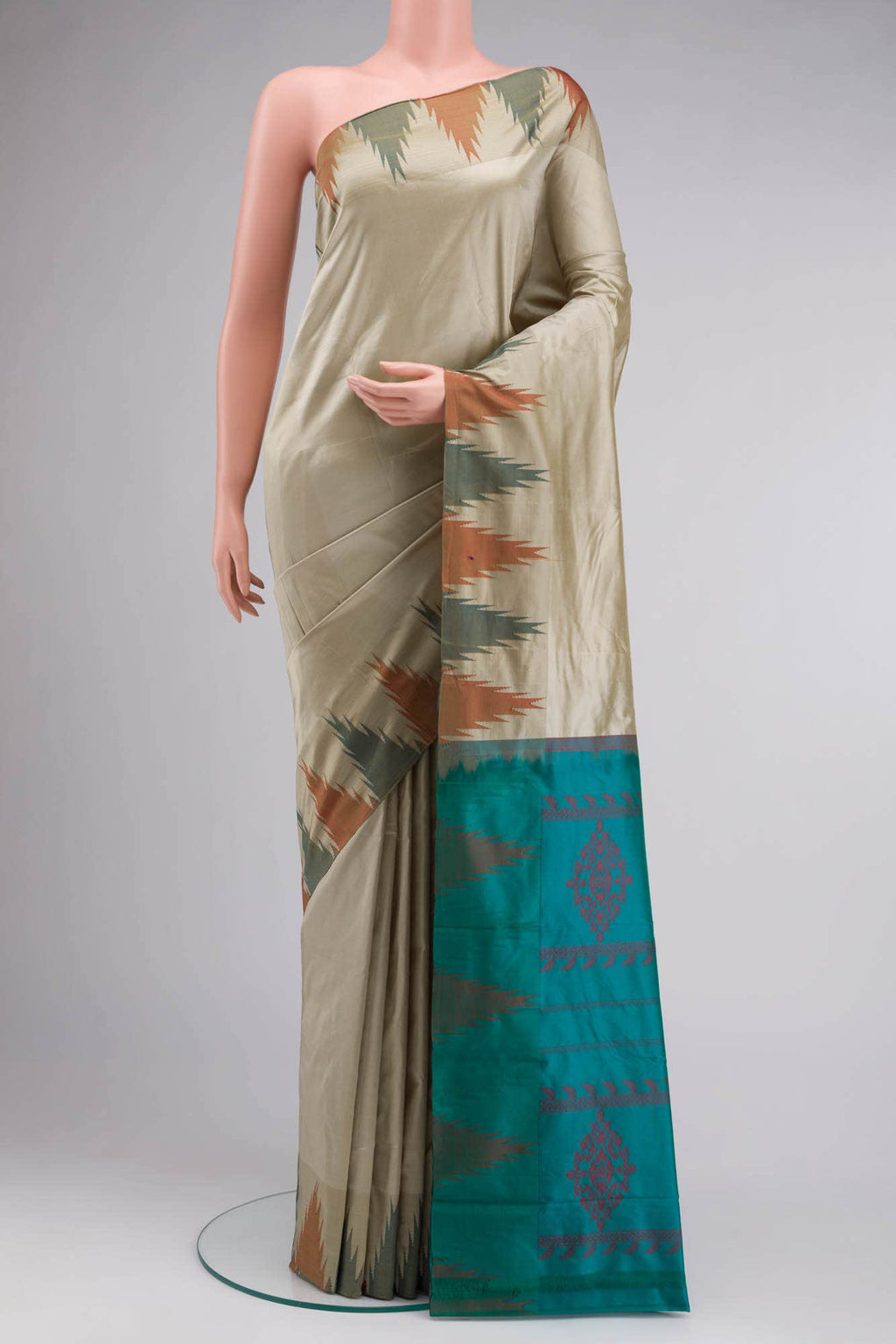Beige Bangalore Silk Saree