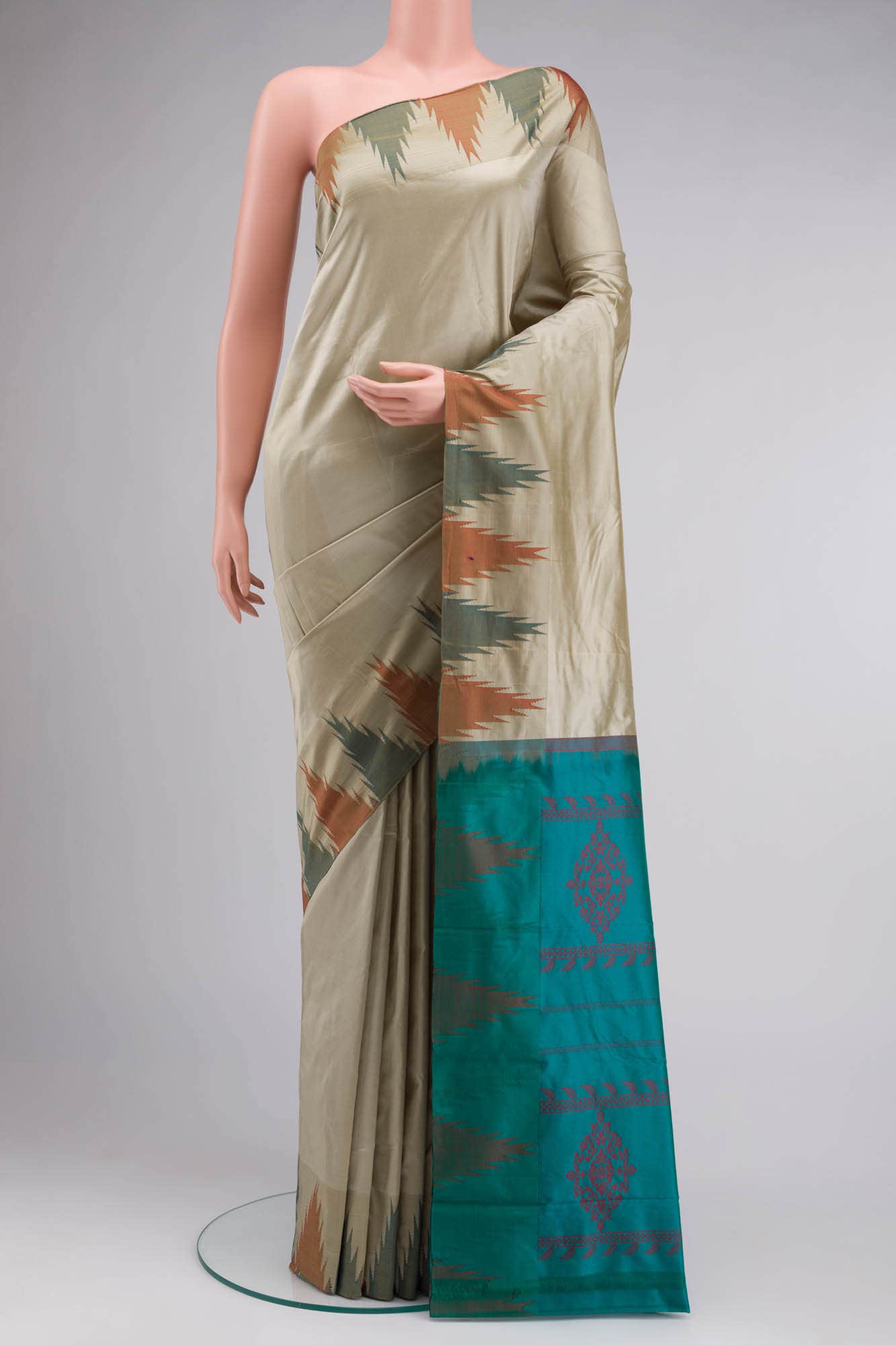 Beige Bangalore Silk Saree