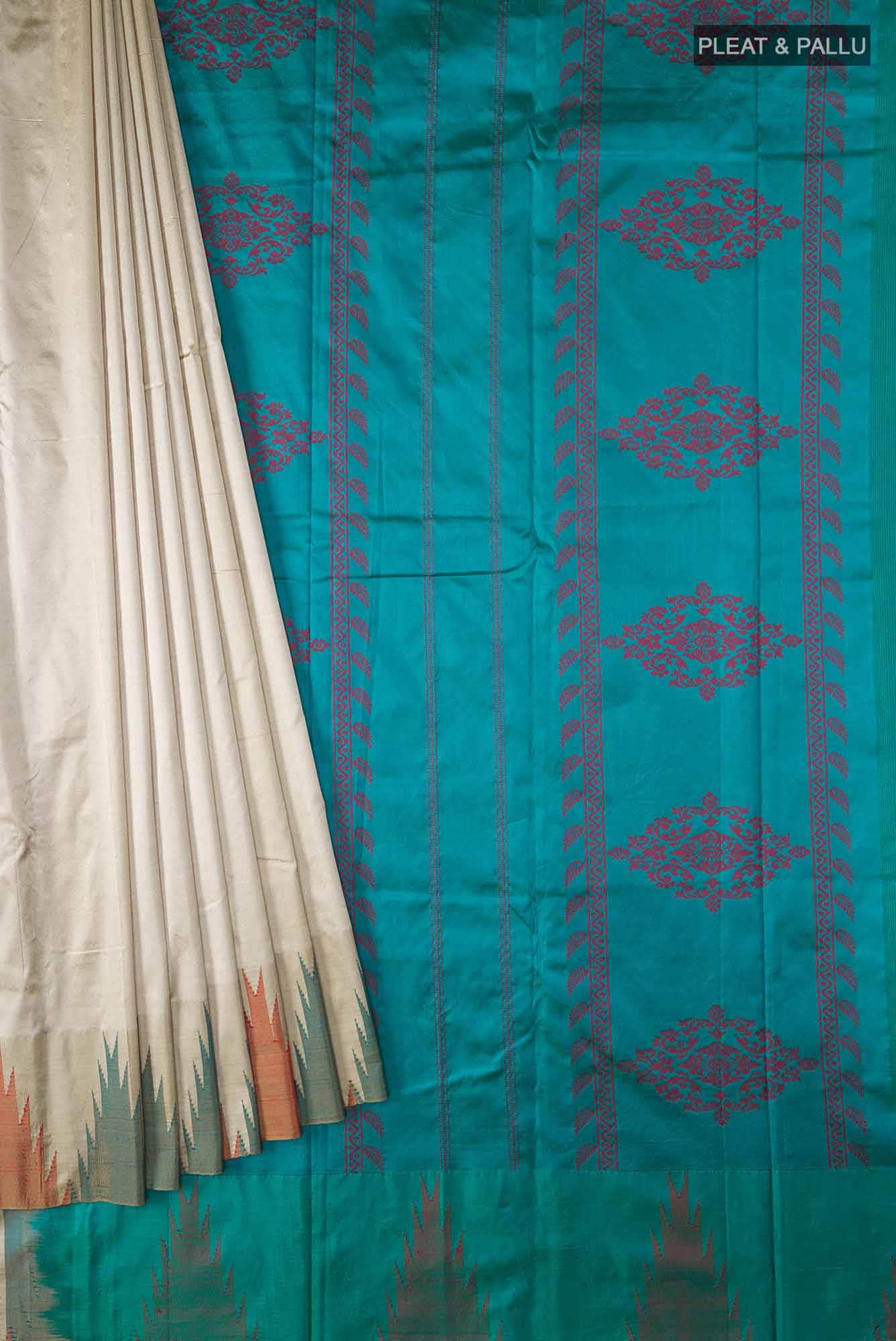 Beige Bangalore Silk Saree