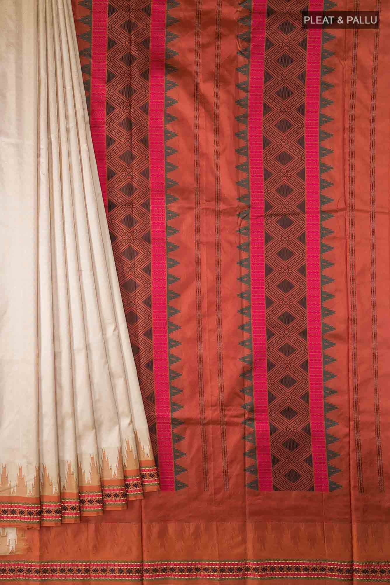 Beige Bangalore Silk Saree