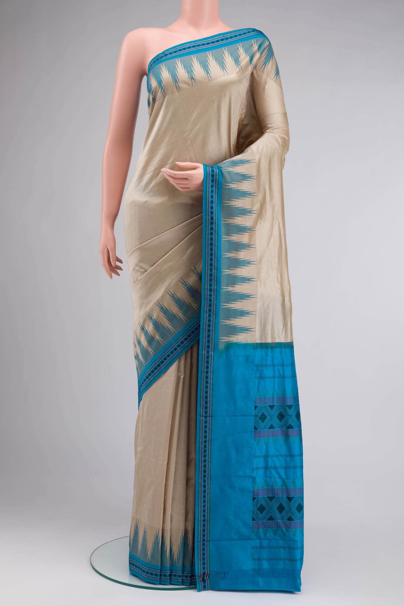 Beige Bangalore Silk Saree